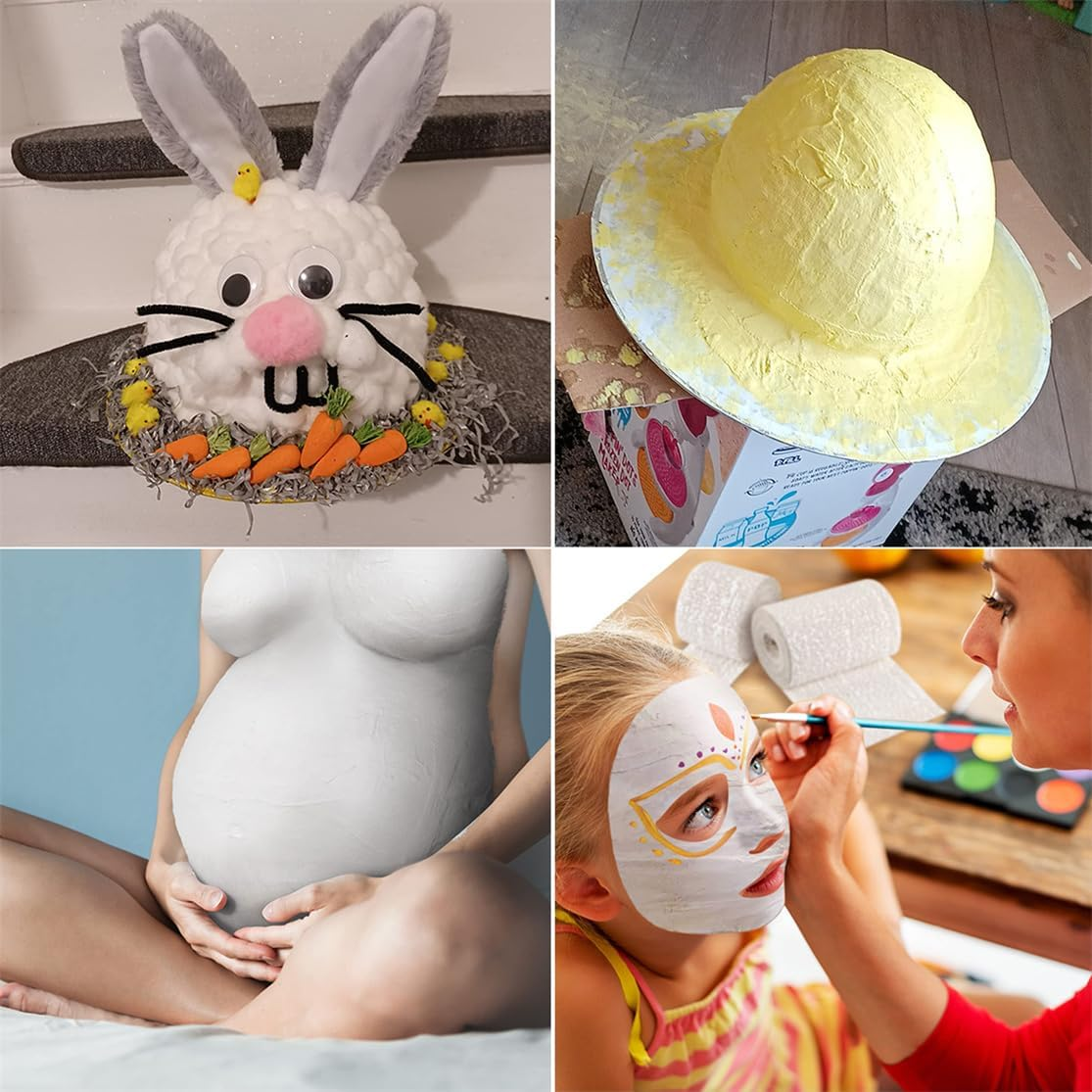 Plaster Cloth Gauze Plaster Bandage Roll Pack of 6 White Bandages Wrap Belly Casting Kit for Body Casts Craft Projects Mask Making Scenery Molds, 6 Inch X 106 Inch image number 4