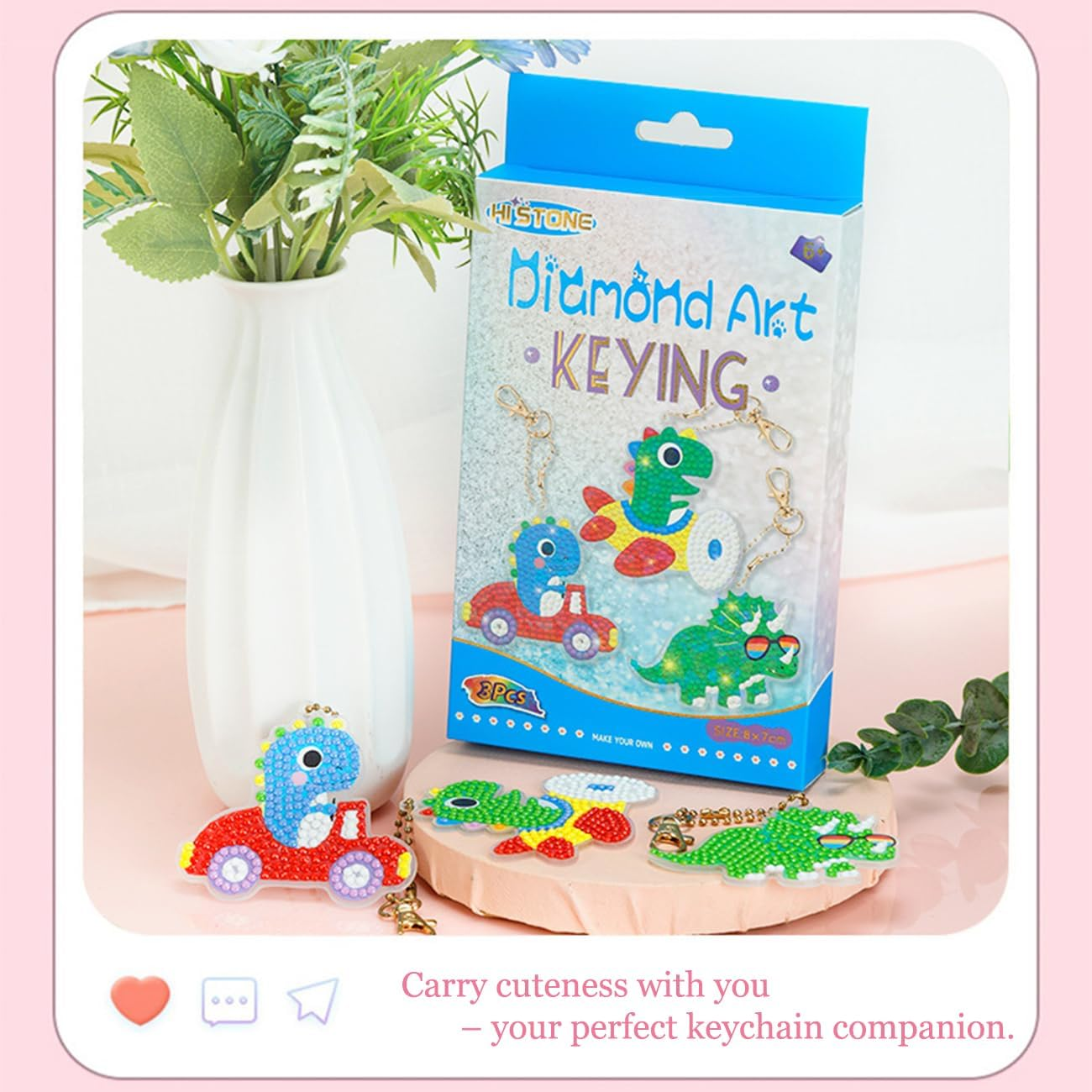 Cawtiuly Creative Kids DIY Diamond Painting Keychain Craft Kit - 3 Pack Customizable PVC Gem Art Set with Stickers & Accessories, Non-Toxic Crafting Supplies for Ages 5-12, Fun for Girls & Boys - 3 image number 4
