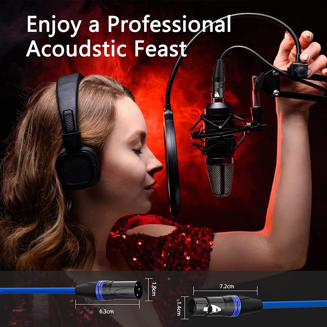 XLR Cable, Tunghey Microphone Cable XLR Male to Female Heavy Duty Balanced Microphone Cord Compatible with Preamps/Speaker Systems and More (2M) image number 5