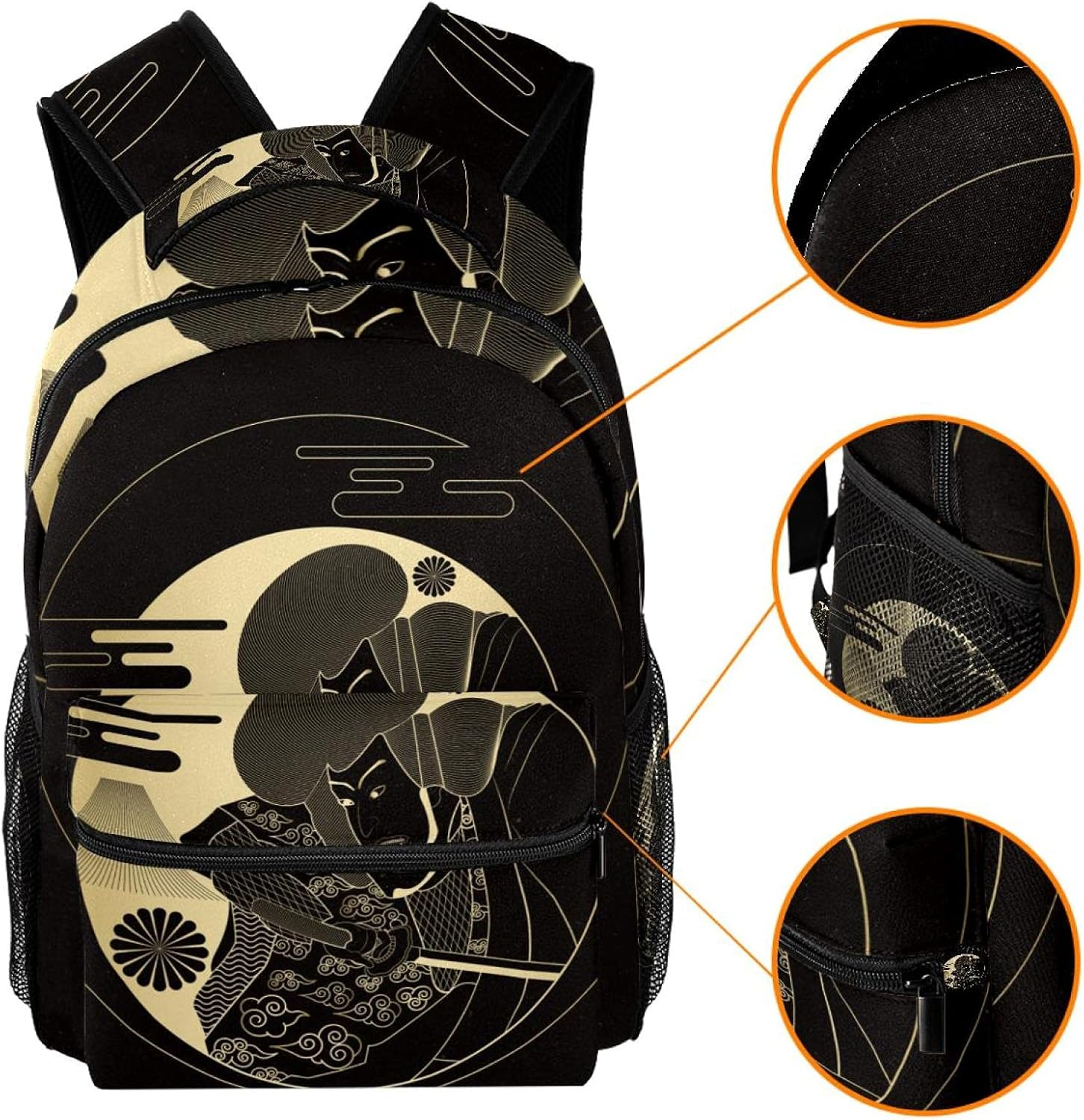 Japanese Traditional Samurai Art Backpack Students Shoulder Bags Travel Bag College School Tote Backpacks image number 5