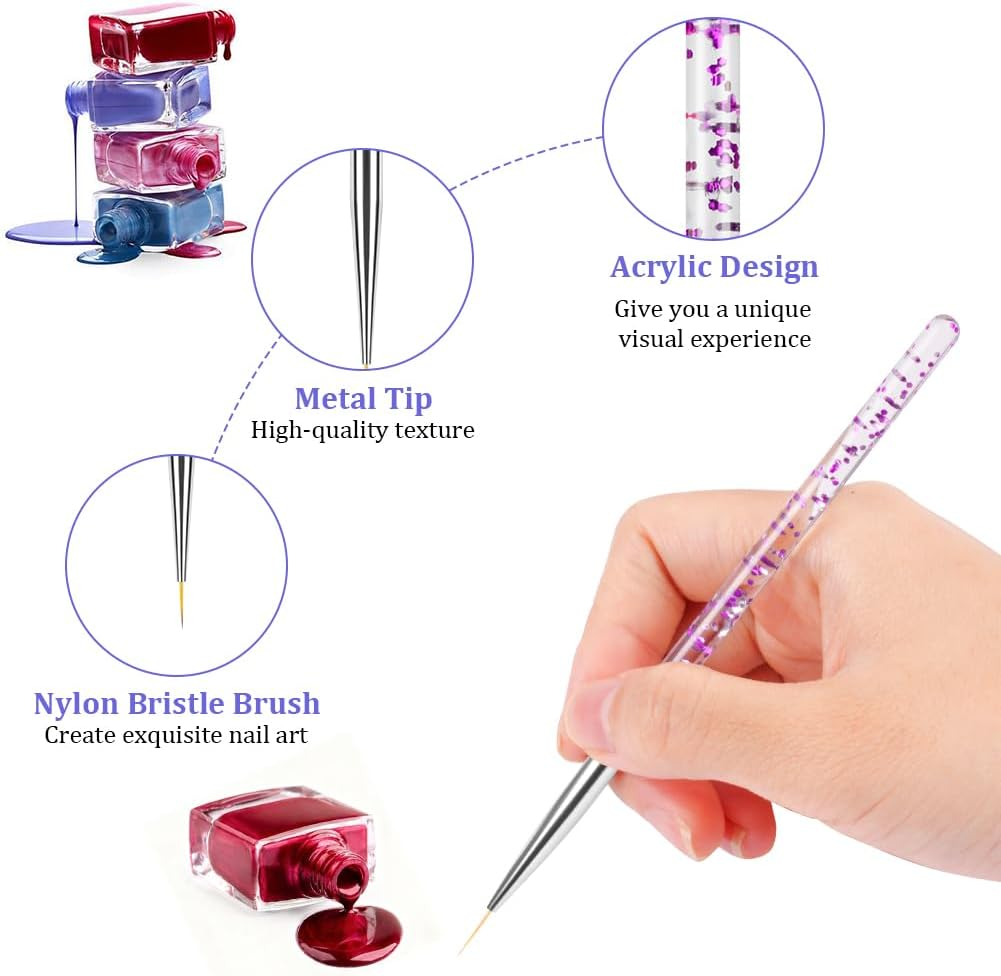 AYBUY Nail Polish Pen Set, 3 Pieces Nail Art Pen, DIY Line Nail Art, Graffiti, Art Beauty Decorating, Manicure Tools for Halloween, Christmas, Carnival (Purple) image number 6