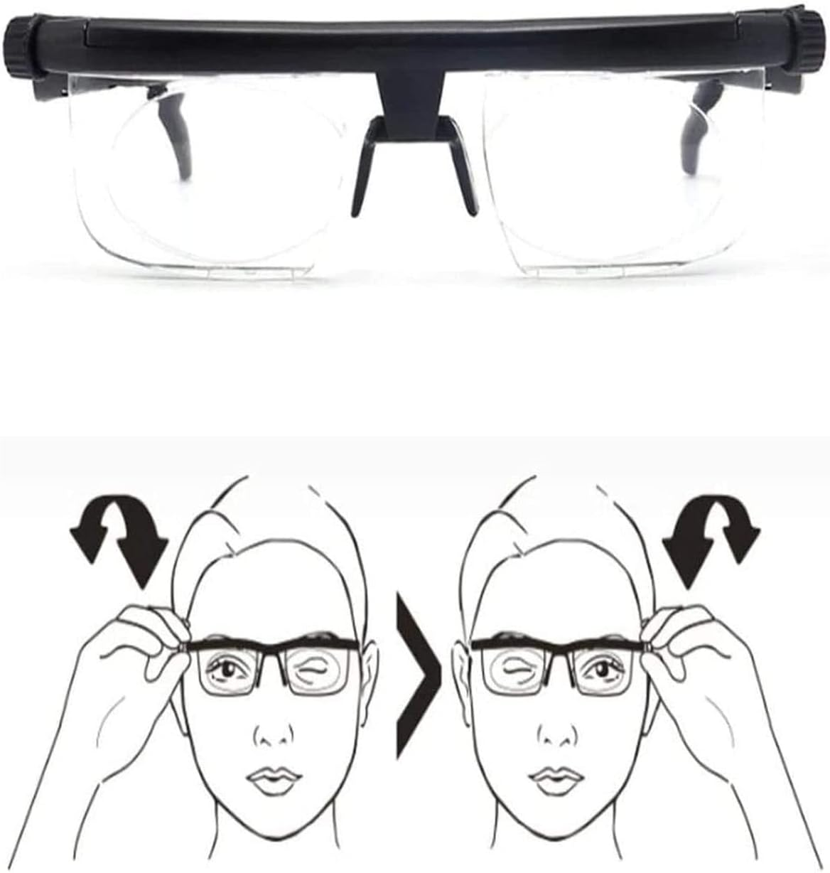 Adjustable Dial Glasses, Variable Focus for Reading Distance Vision Eyeglasses,Reading Glasses with Proper Vision Focus, One Size