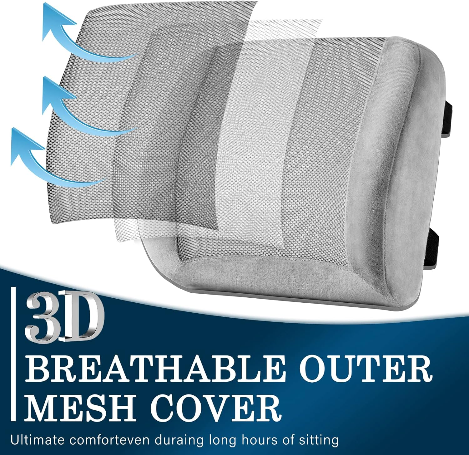 EDIMENS Memory Foam Coccyx Seat Cushion for Office Chair，Gel Office Chair Seat Cushion for Desk Chairs, Sciatica Car Seat Cushion for Back Coccyx Tailbone Comfortable (Back Cushion Gray) image number 4