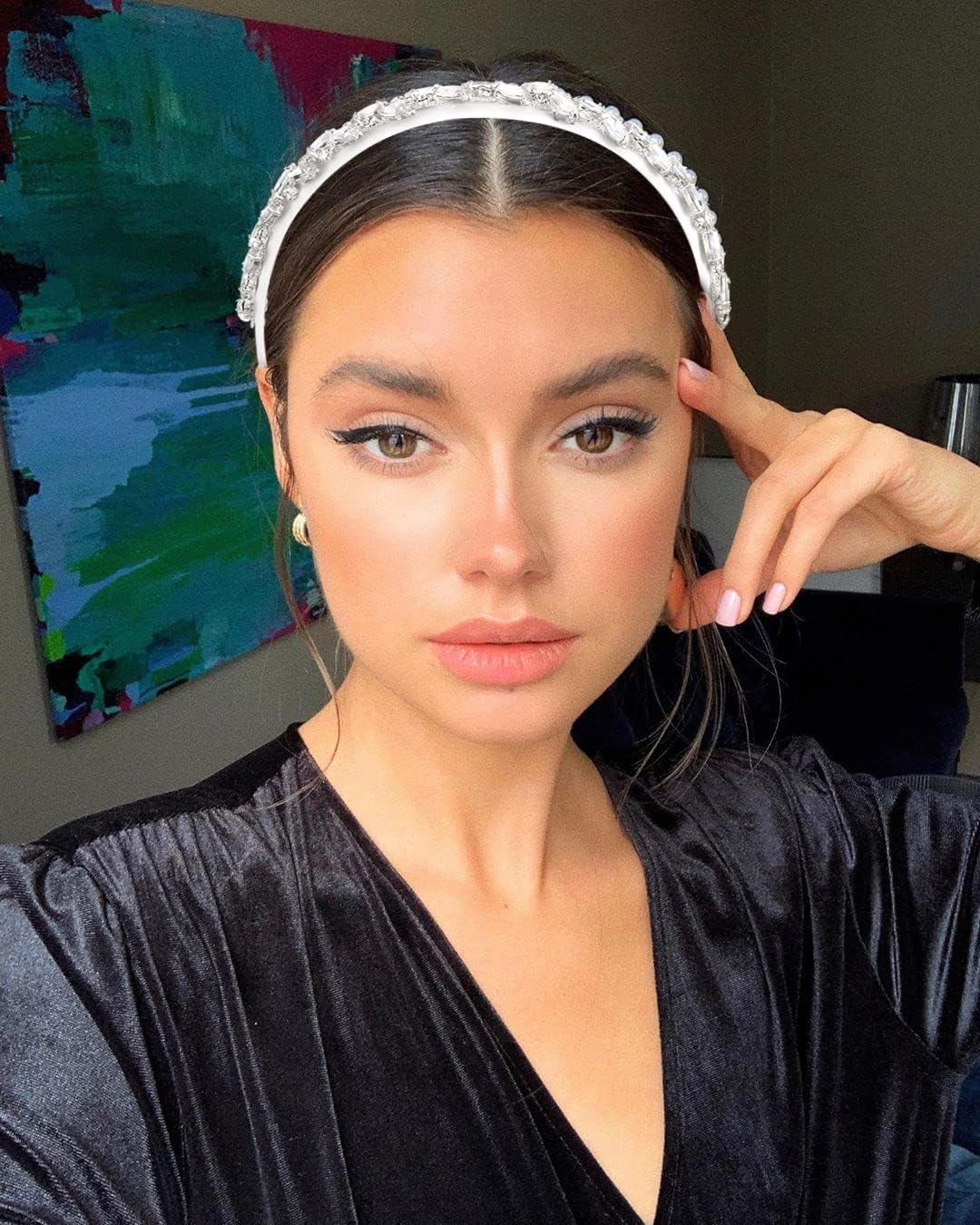 Fashband Crystal Headbands Glitter Rhinestone Headband Bridal Wedding Daily Wear Party Hair Accessories for Women and Girls (Rhinestone) image number 1