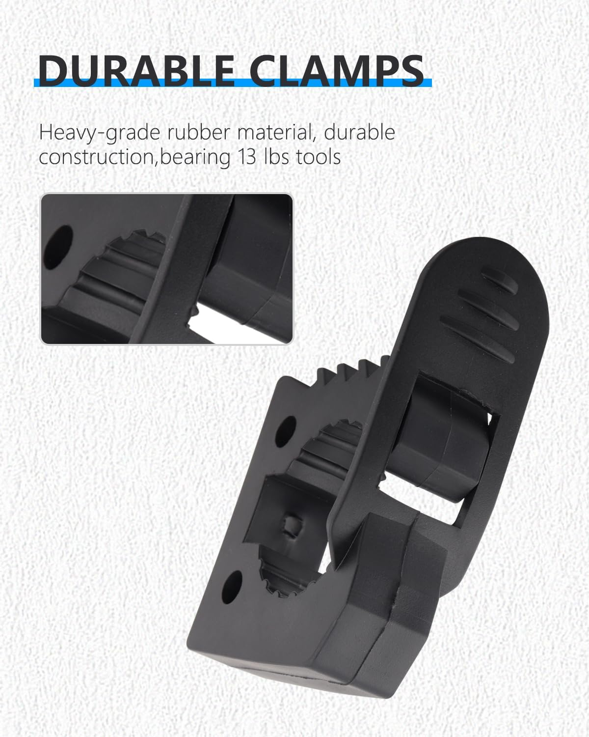 ADTOPI Shovel Holder, Quick Release Rubber Clamp Mounting Bracket Fits 1-1/7'' to 1-3/7'' Diameter Tool Handles for Trucks UTV ATV Offroad 4X4 Parts- 4 Pack