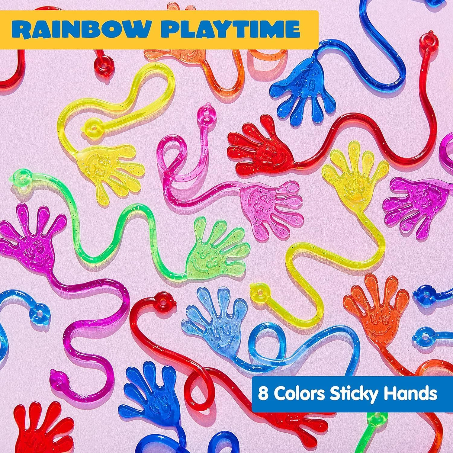 JOYIN 48Pcs Glitter Sticky Hands Party Favors, Sticky Fingers Party Table Favors Set for Kids, Holiday Traditions, Classroom Treasure Box Carnival Prizes Bulk Pinata Stuff Mini Toys image number 4