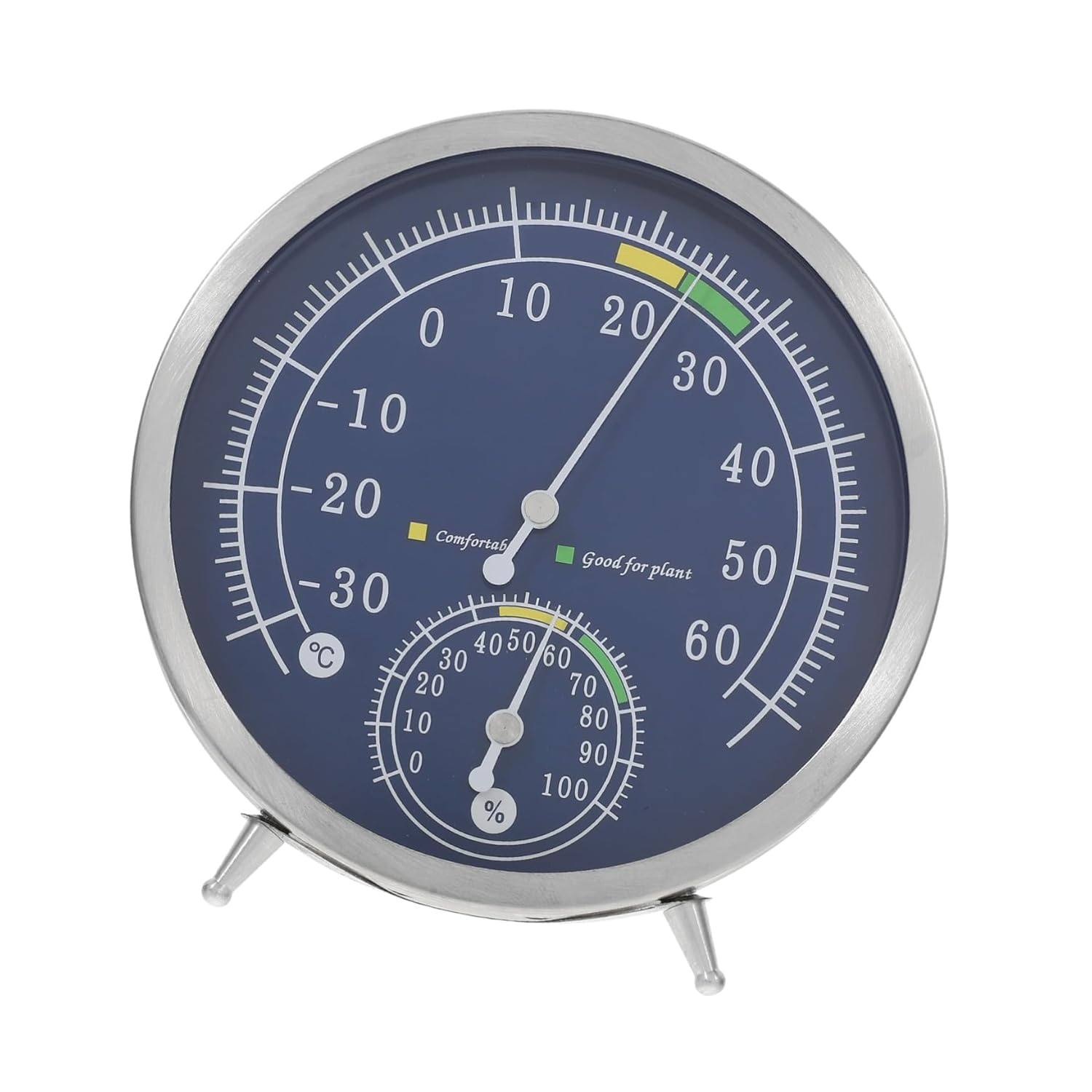 Milisten Stainless Steel Indoor Thermometer Hygrometer High Precision Analog Temperature Humidity Gauge Thermometer for Office Environmental Monitoring image number 5