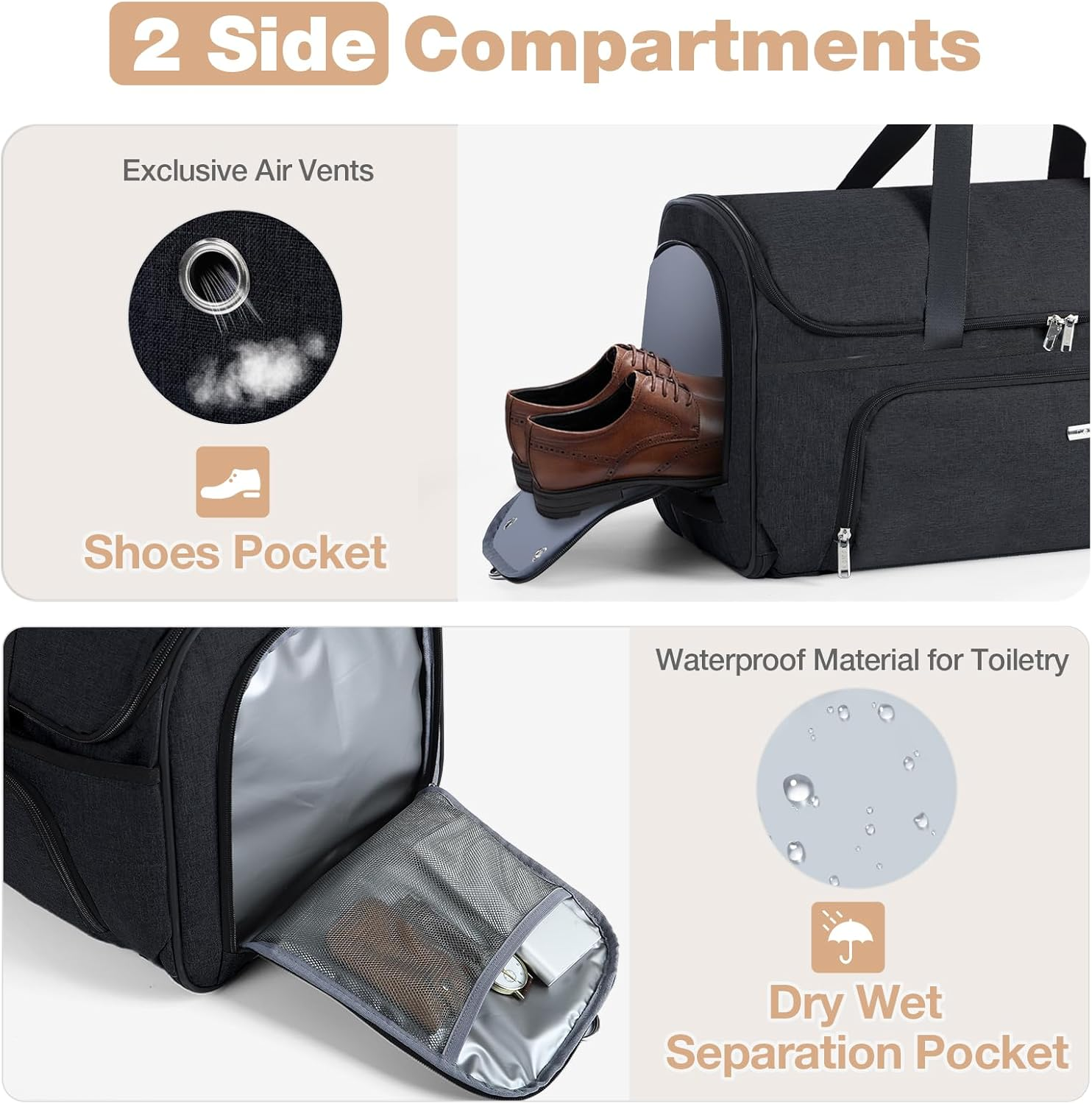 Lekespring Garment Bags with Wheels, Garment Convertible Weekender Bags, Large Carry on Garment Bags for Travel, Duffle Bag Garment Bag (Black, Medium) - Pink image number 4