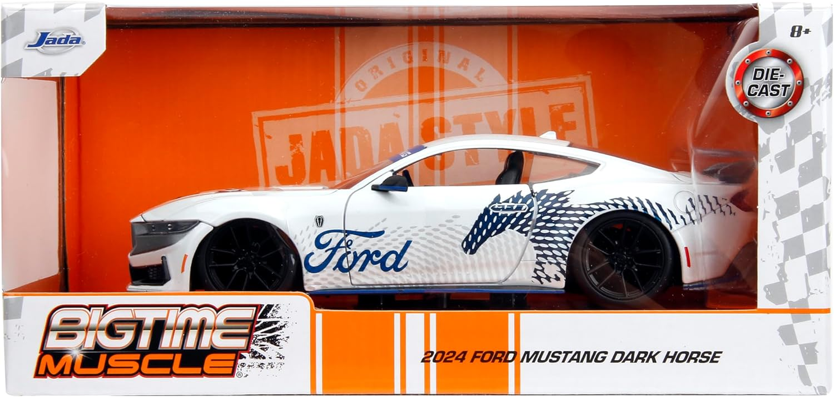 Jada Big Time Muscle 1:24 2024 Ford Mustang GT Dark Horse Die-Cast Car, Toys for Kids and Adults(White) image number 2