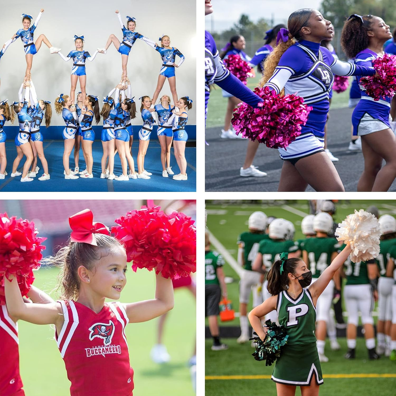 4 Pieces Ponytail Holder Cheerleading Girls Bow Hair Bobbles Hair Bow Cheering Large Bow Headband Jumbo Ponytail Elastic Hair Band Bowknot Hair Bands Headpiece (Red)