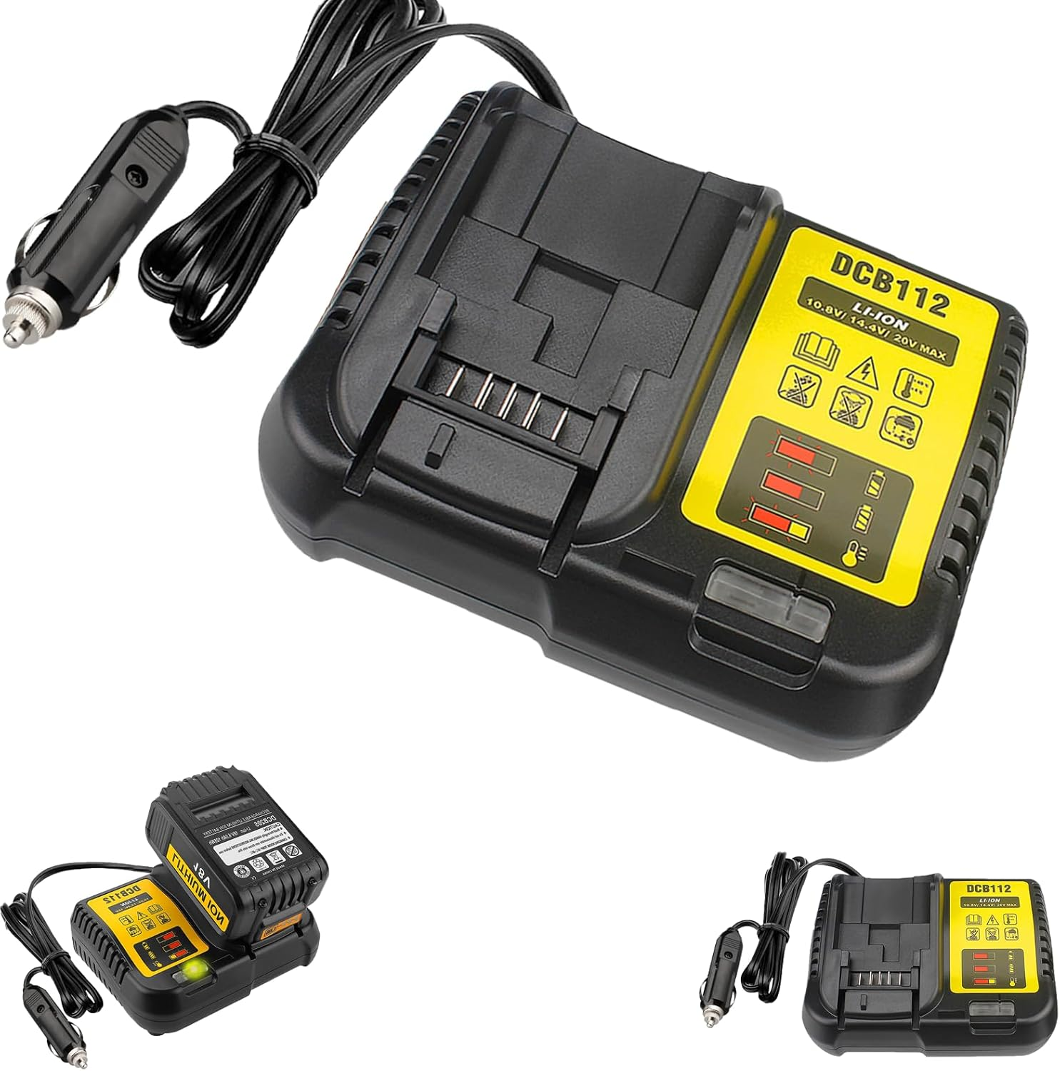 DCB112 DCB119 Car Battery Charger Compatible with Dewal 12V, 20V & 60V MAX Lithium Ion Battery DCB203 DCB201 DCB204 DCB206 DCB606 DCB609 DCB120 Replacement for 20V MAX Vehicle Charger image number 4