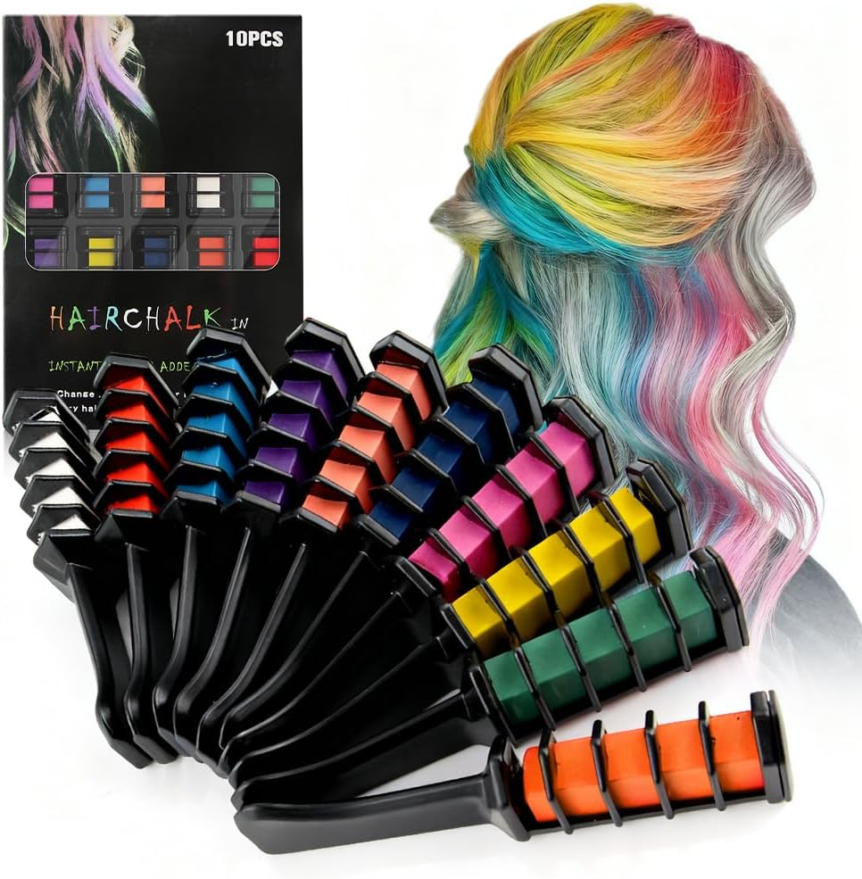 Hair Chalk Comb Temporary Light Hair Colour Cream Gifts for Girls for Children 4 5 6 7 8 9 11+ Years 10 Pieces image number 1