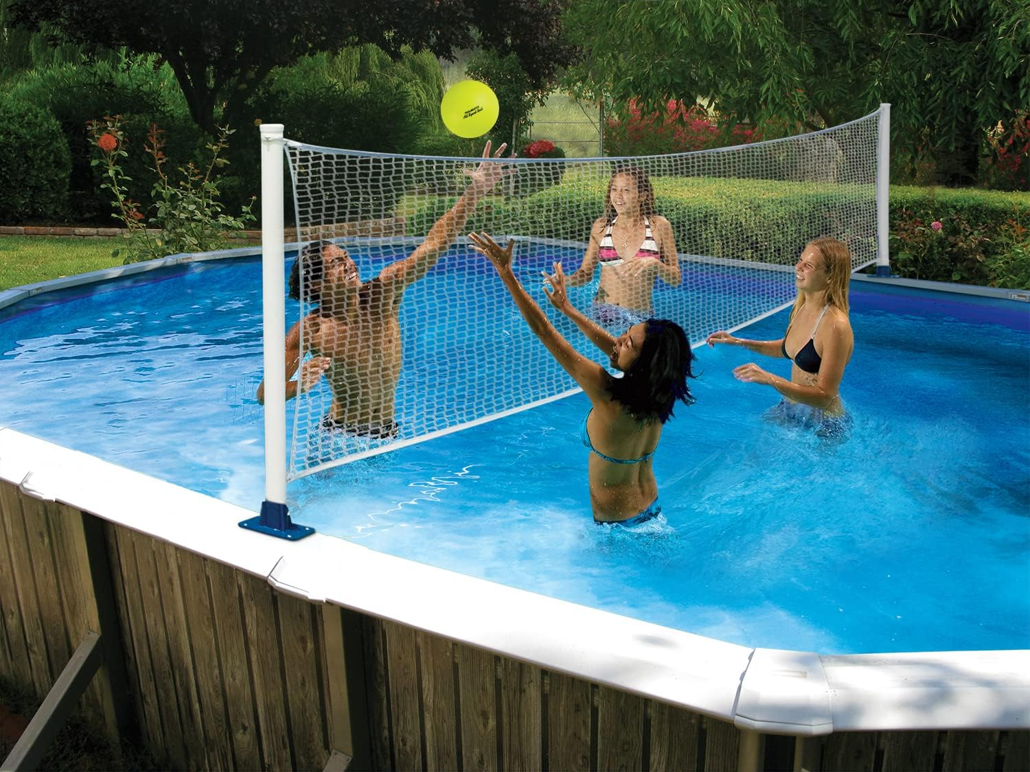 Poolmaster 72776 Above-Ground Mounted Poolside Volleyball/Badminton Game with Perma-Top Mounts image number 1