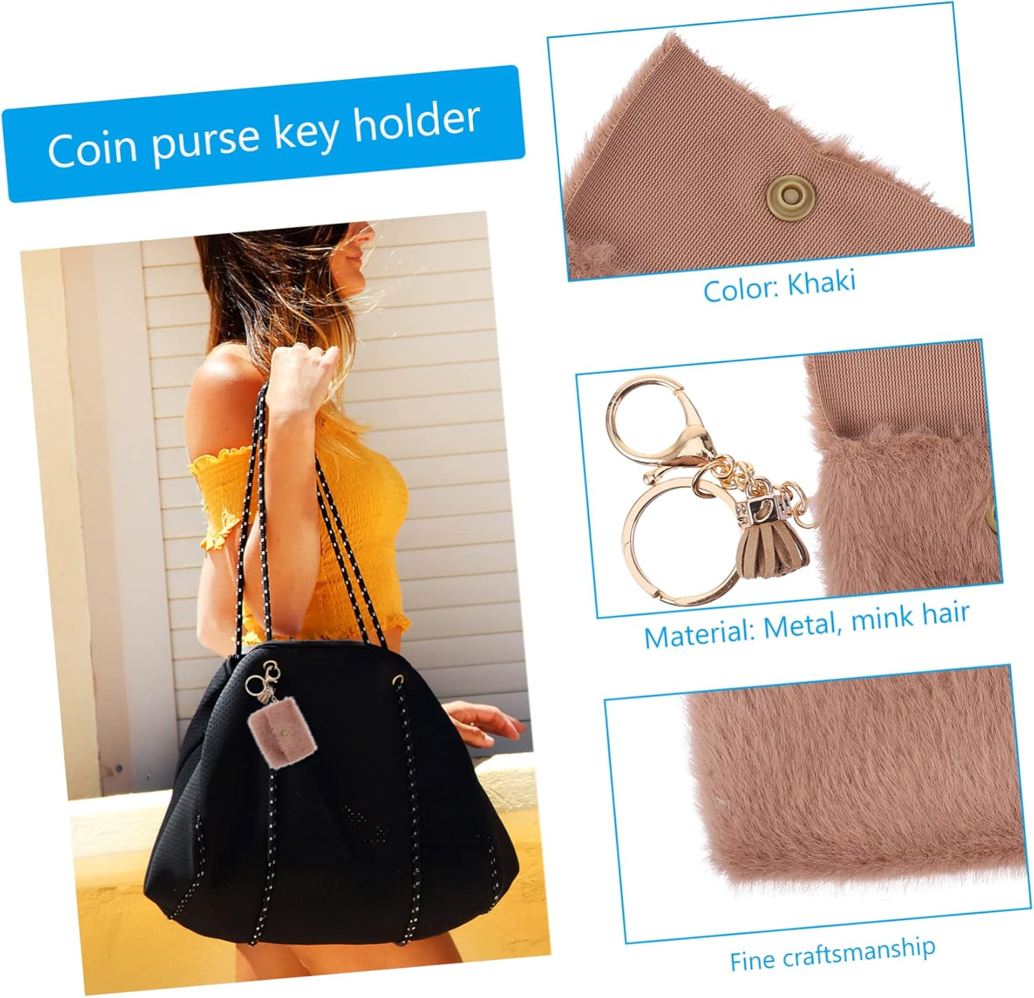 2Pcs Keychain Ring Pendants Car Key Ring Decors Simple Coin Purse Keychain Bag Key Holder for Women Men image number 5