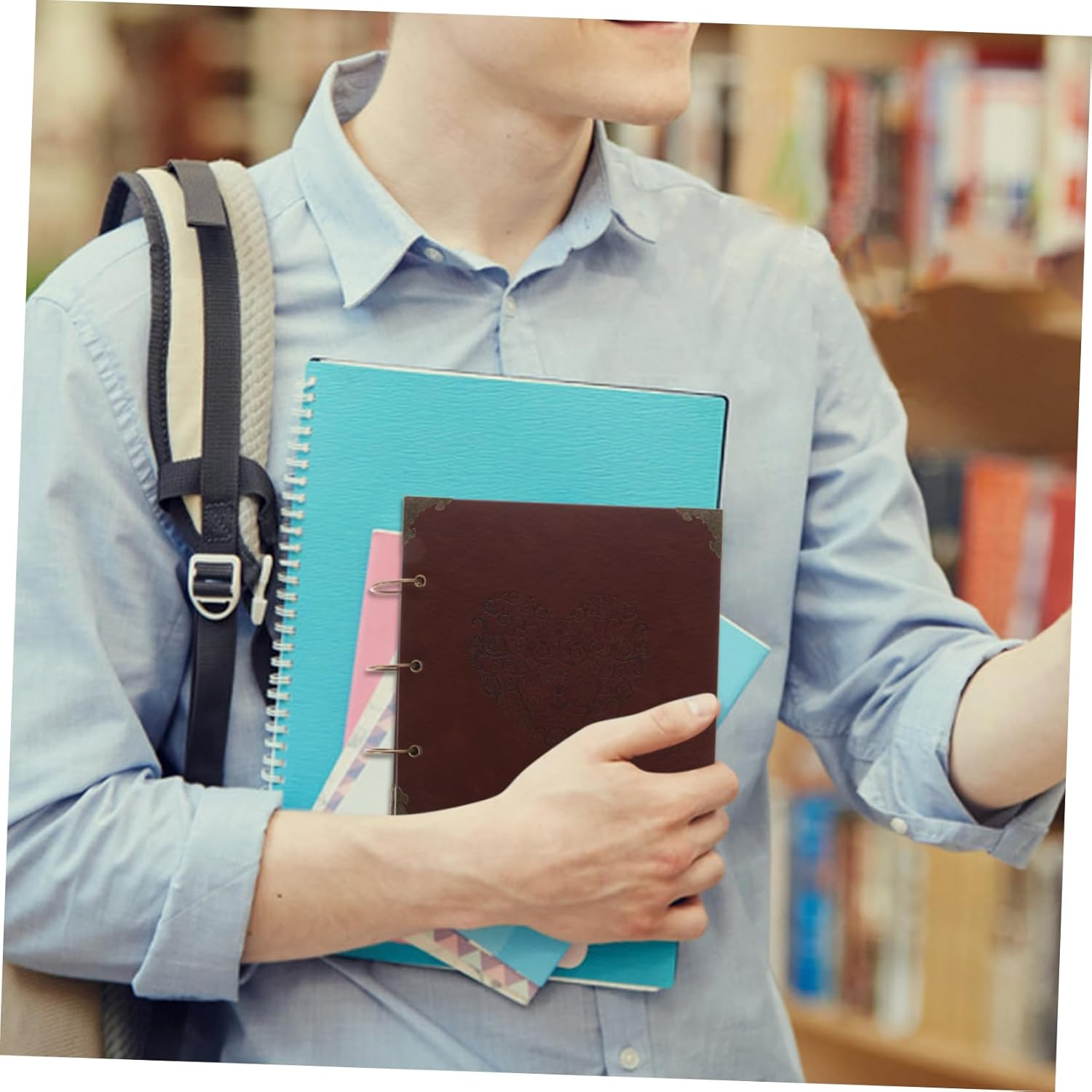 Leather Photo Album Scrapbook Album for Family Sticker Holder for Wedding Travel School Memories image number 2