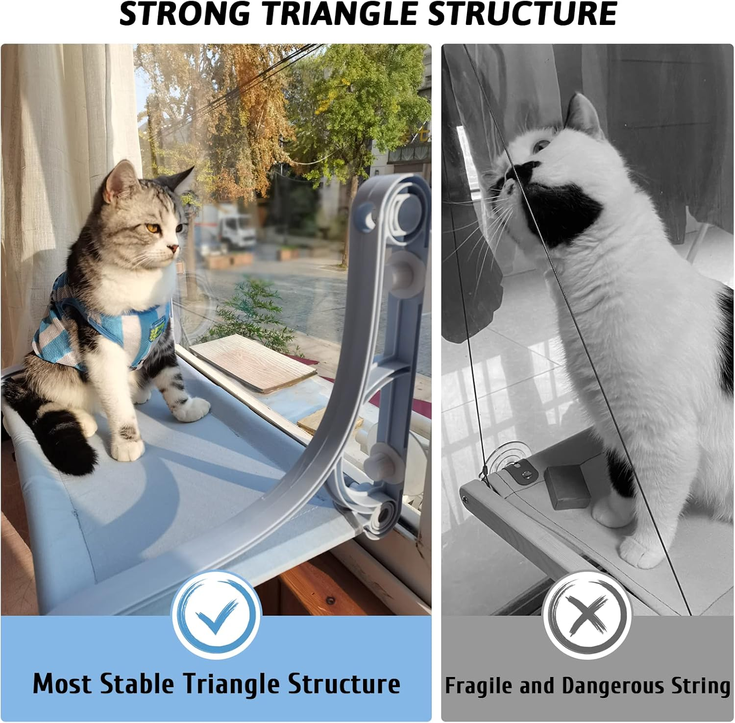 Fhiny Cat Window Perch, Cats Hammocks Seat for Indoor Cats with 2 Installation Styles Kitten Bed with Reinforced Screw Suction Cups & Shelves Space Saving Window Furniture for Small Cats Playing image number 2