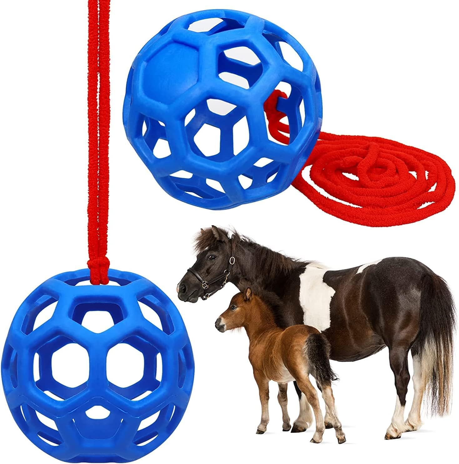 Horse Treat Ball Hay Feeder Holder Hanging Slow Feeding Toy for Goat Sheep Horse Stable Stall Paddock Rest Relieve Stres image number 6