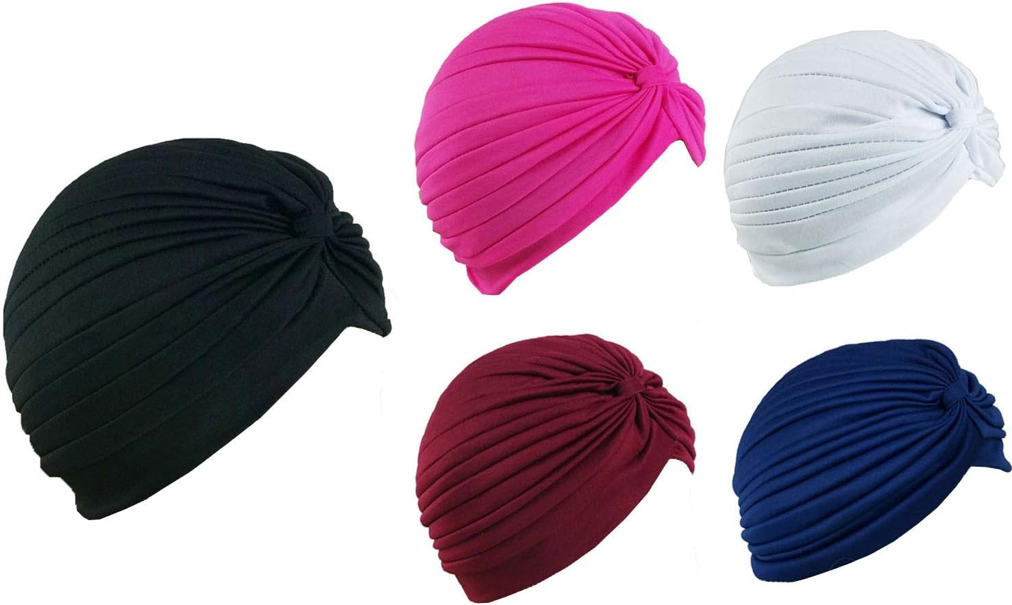 XERU 5 Women Stretchy Turban Chemo Cap Bennie Head Wrap Headwear