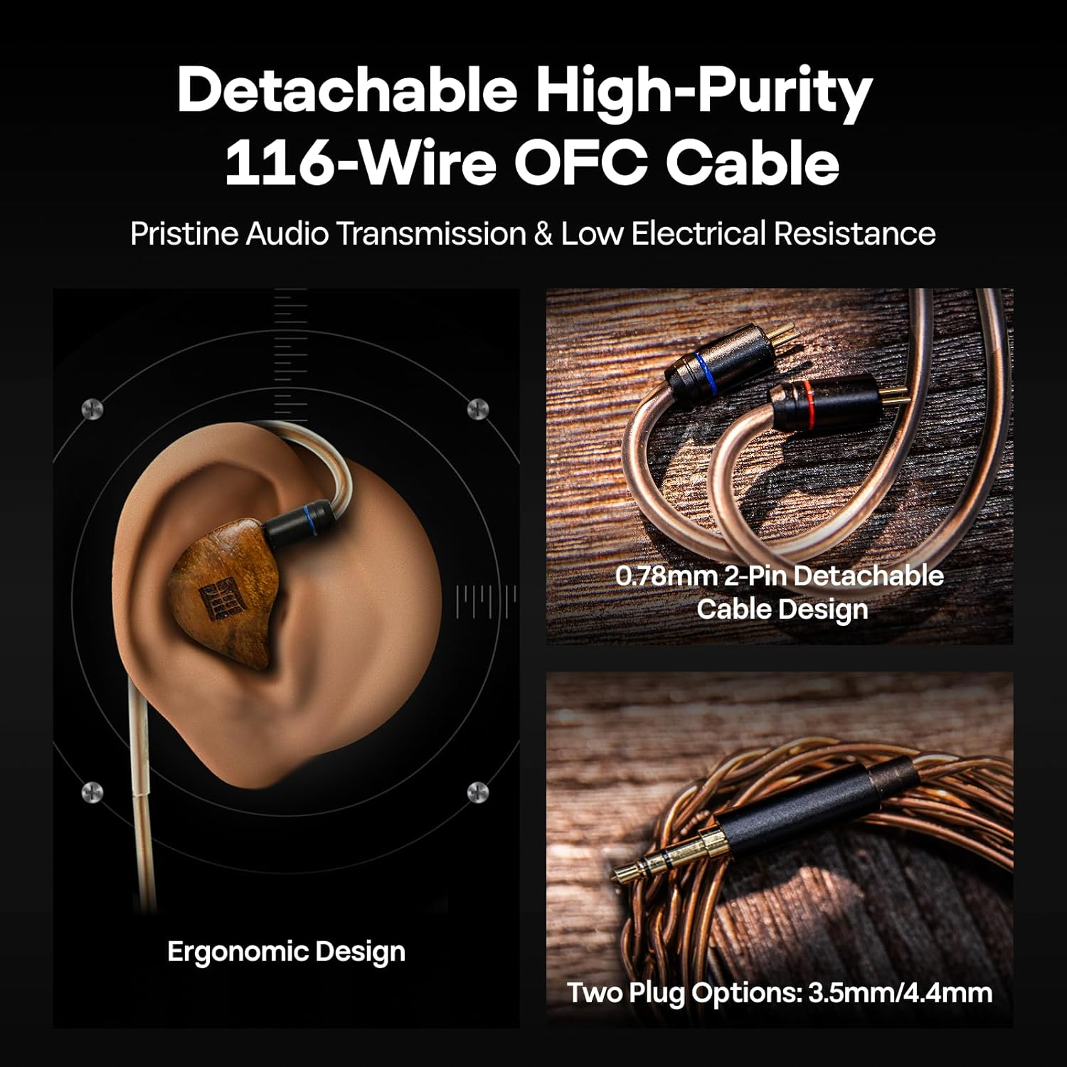 Linsoul Tangzu FUDU VERSE II Hybrid 1DD+2BA in Ear Monitor Headphone, Hifi IEM Earphone, Wired Earbuds with Balanced Tuning, Cnc-Machined Brass Cavity, Detachable OFC 2Pin Cable for Audiophile (3.5Mm) image number 4