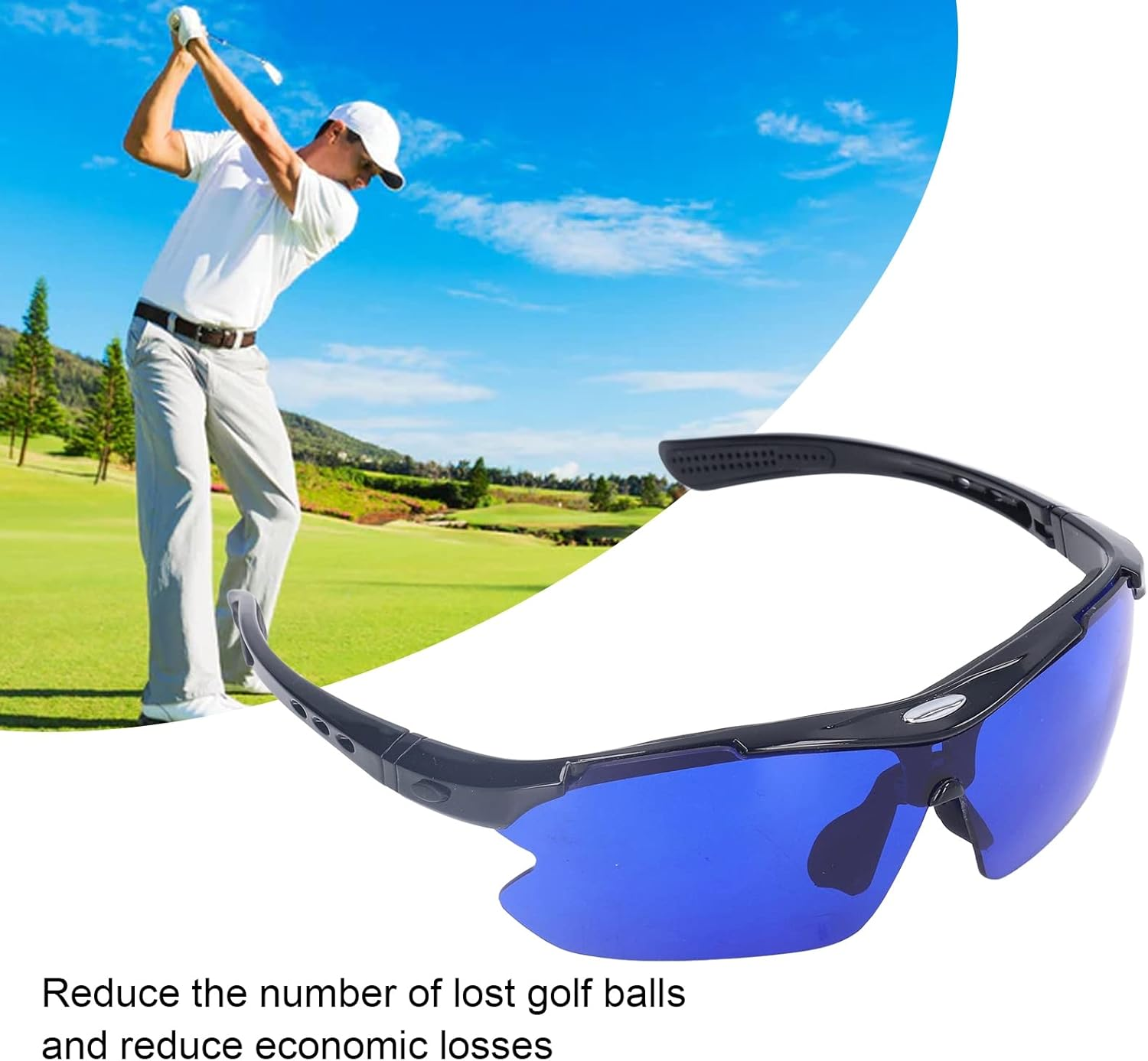 Ejoyous Golf Ball Finder Glasses, PC Material Impact-Resistant, Colored Filter Lenses Glow Vision Assist, with Cleaning Cloth & Storage Bag, Golf Lover Gift image number 5