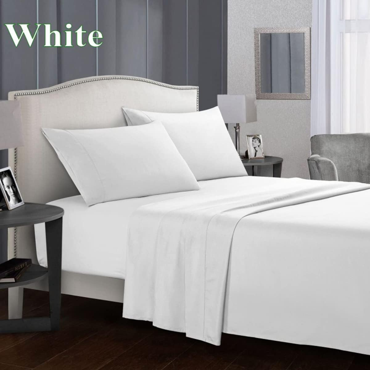 Queen Size Sheet Set, 4Pcs Extra Soft Breathable Cooling Bed Sheet Set with Deep Pockets & Wrinkle Free, Ultra Soft Hotel Luxury Bedding Sheets & Pillowcases(White) image number 6