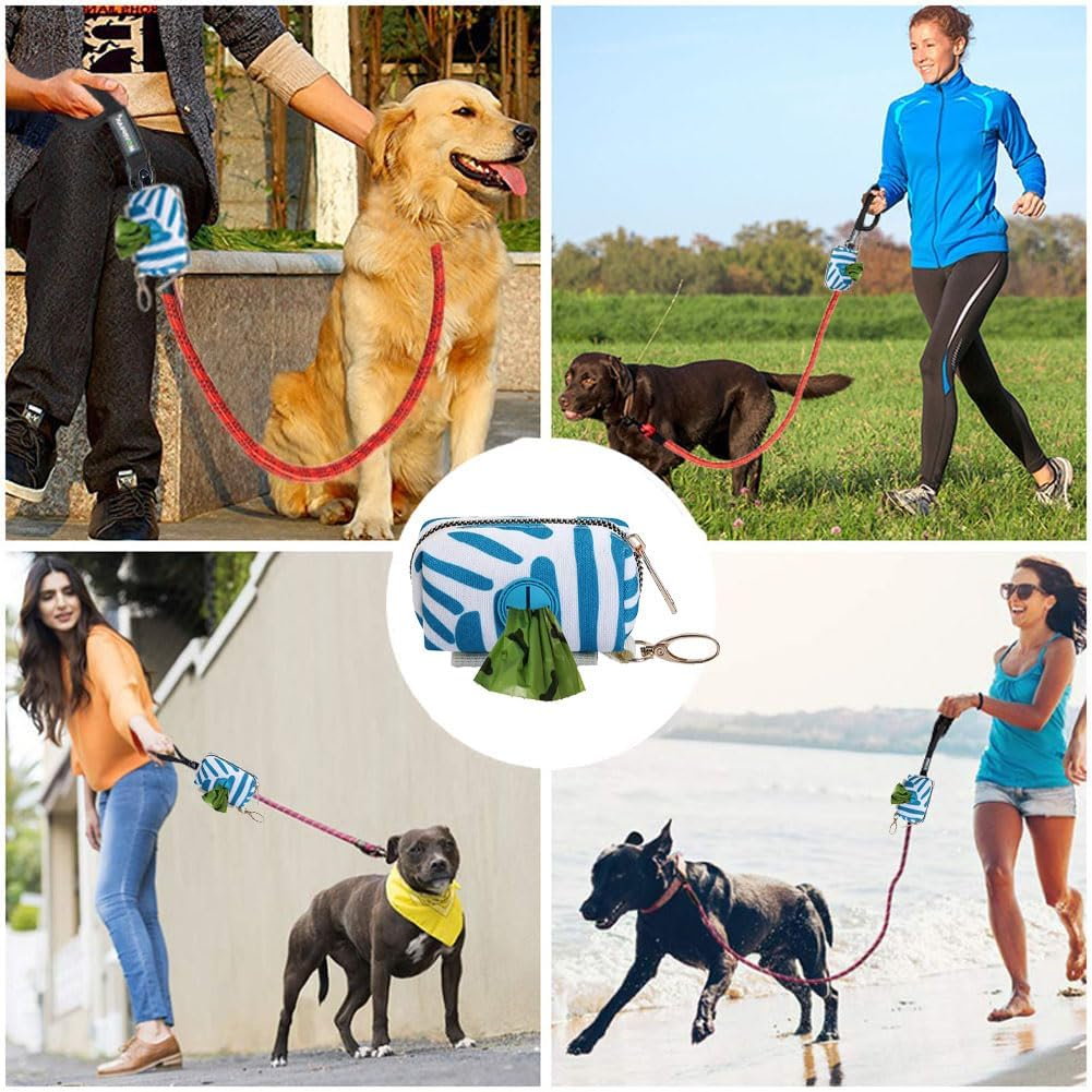 Pack of 2 Waste Bag Dispenser for Dogs, Dispenser for Dog Waste Bags Dispenser, Pet Dog Waste Bag Dispenser with Lead Attachment and Carabiner, Suitable for All Dog Leads (Blue + Grey, Striped) image number 2