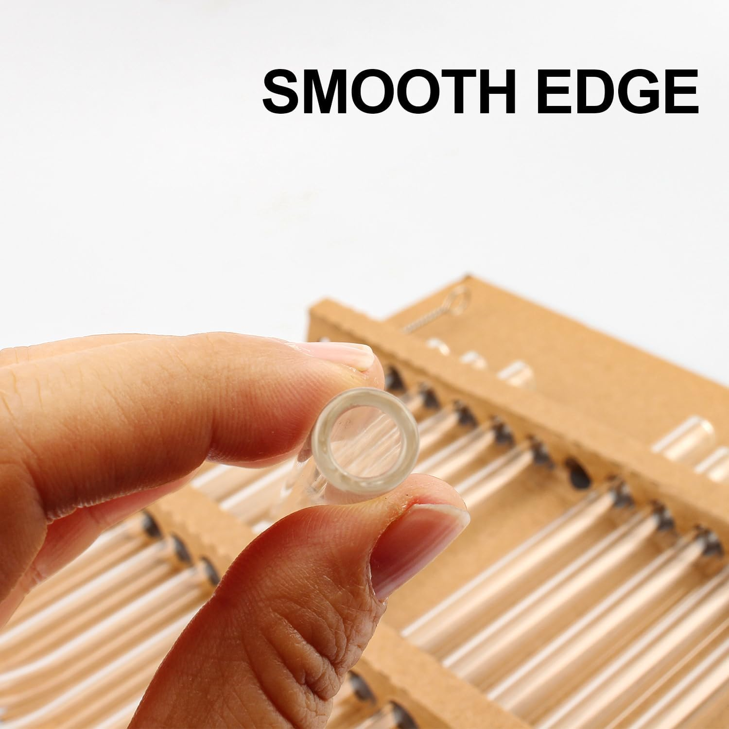 T Tersely 14 Pack Reusable Glass Straws, Set of Reusable Drinking Straw Including Straight and Bent Straws with Cleaning Brushes for Smoothies, Milkshakes, Juice, Tea image number 5