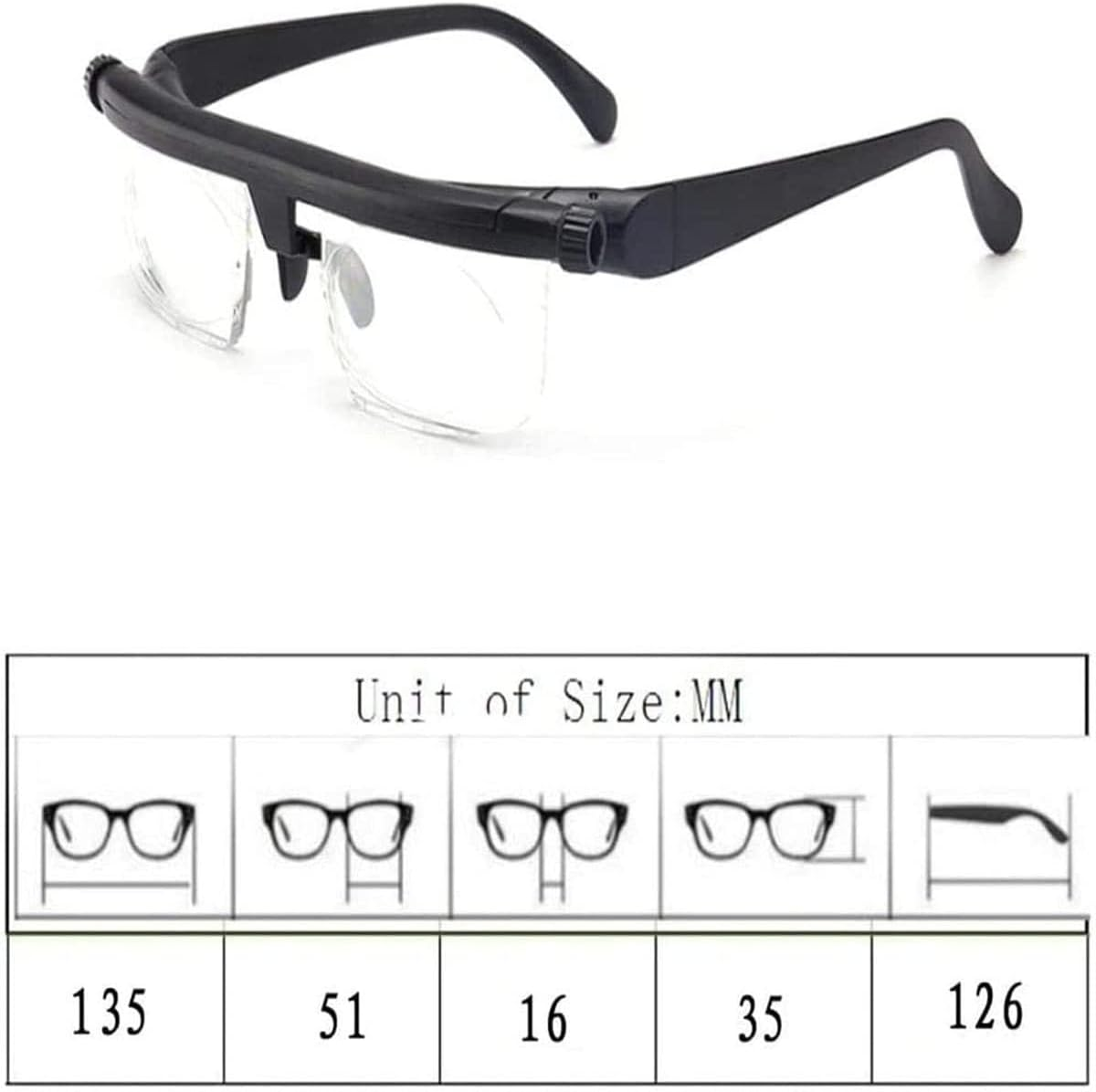 Adjustable Dial Glasses, Variable Focus for Reading Distance Vision Eyeglasses,Reading Glasses with Proper Vision Focus, One Size image number 4