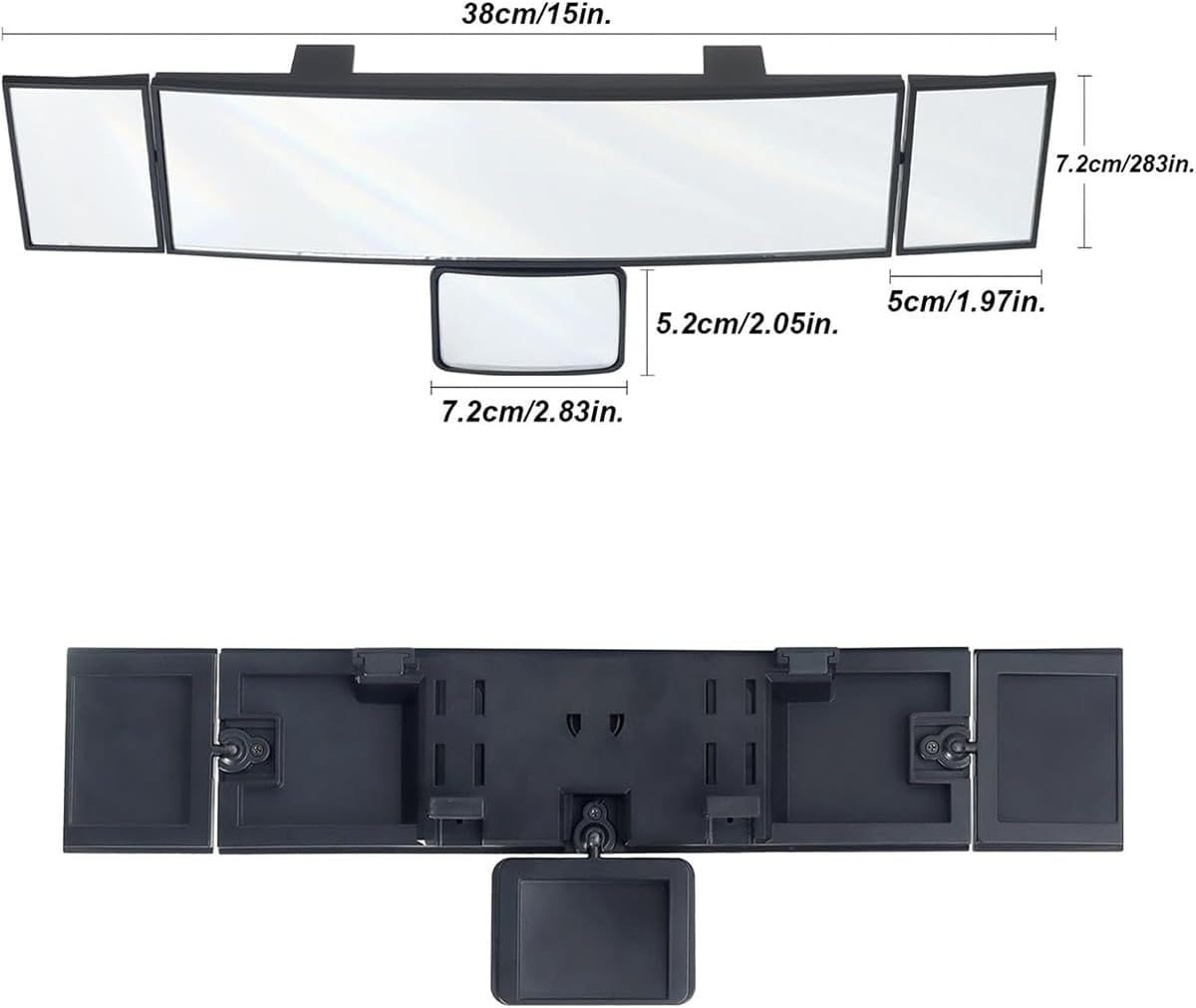 AIMALL 15In Wide-Angle Car Rearview Mirror with Baby View Blind Spot Assist Universal Clip-On Mirror for Mirror Heights 2.13In&ndash;3.54In ABS Frame Glass Surface image number 2