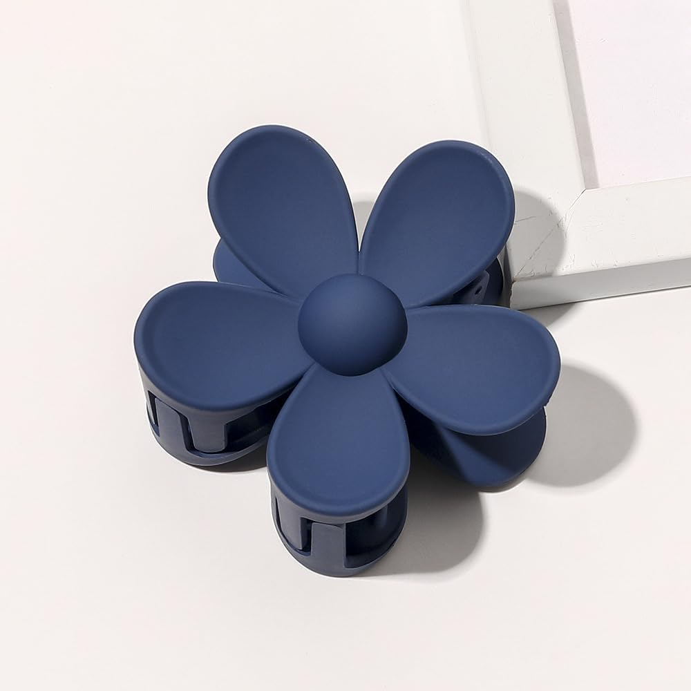 Pack of 1 Women'S Flower Hair Clips, Flower Hairpin Hair Clips Non-Slip Plastic Hair Claws Hair Clips Hair Accessories for Women Girls for Daily Wear, Royal Blue image number 4