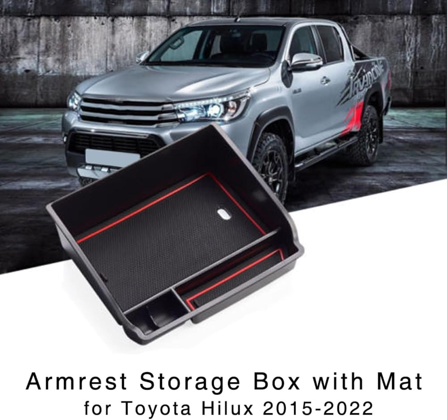 Center Console Organizer for Toyota Hilux 2025 2024 2023 2015-2022 Interior Organizer Center Console Holder Tray Armrest Storage Box with Non-Slip Silicone Mats Hilux1525 image number 1