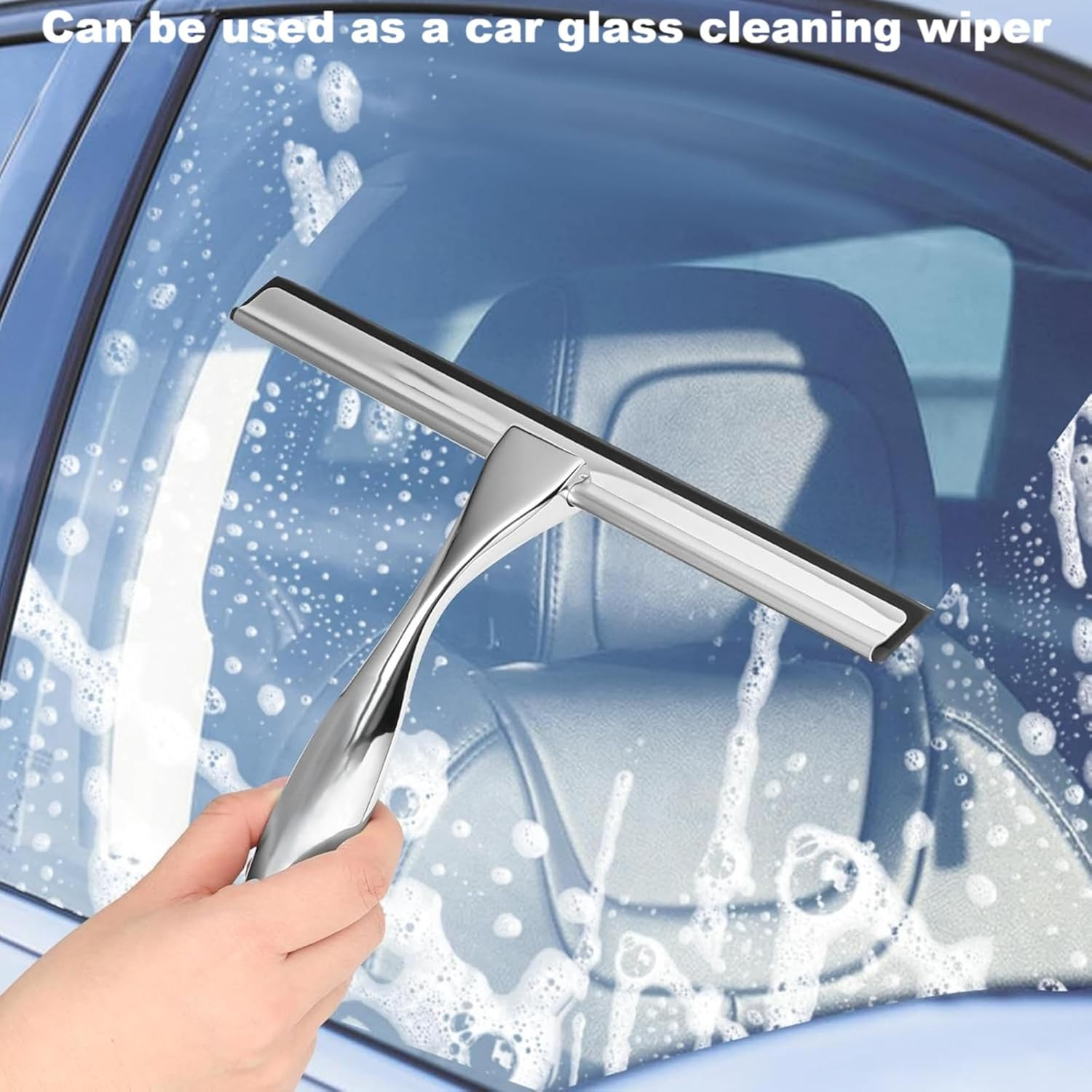 Stainless Steel Shower Squeegee - Streak-Free Glass Wiper for Bathroom Shower Doors, Windows & Mirrors | Durable Cleaner with Hook for Aussie Homes(25Cm Wide) image number 4