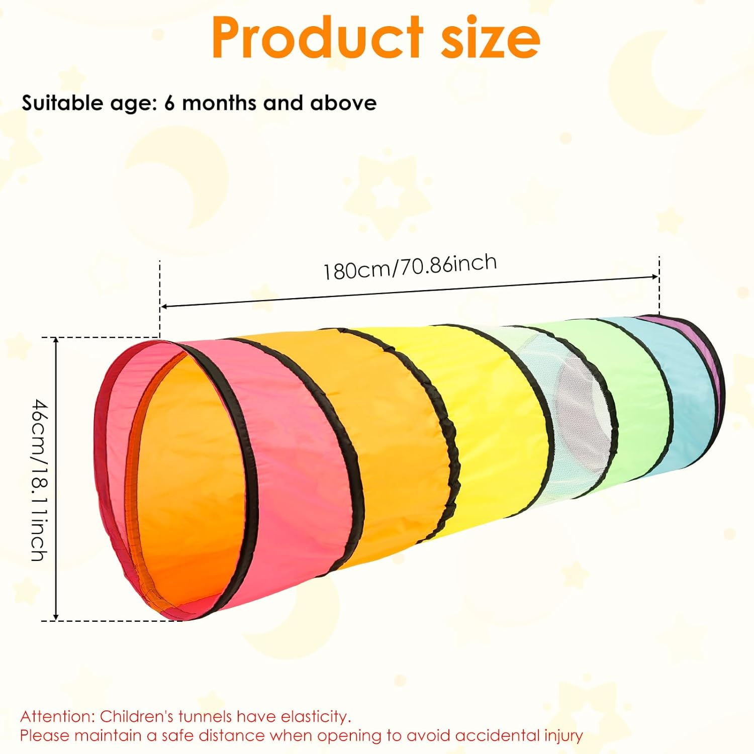 Kids Play Tunnel for Toddlers, Pop up Crawl through Tunnel Play Tent for Baby Infant Children or Pet, with Breathable Mesh Collapsible, Indoor Outdoor image number 3