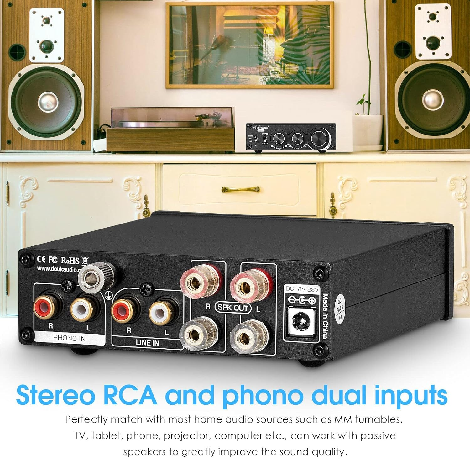 Nobsound 1002P Mini TPA3221 Stereo Digital Power Amplifier MM Phono/Home Turntable Amp 100W &times;2 image number 4