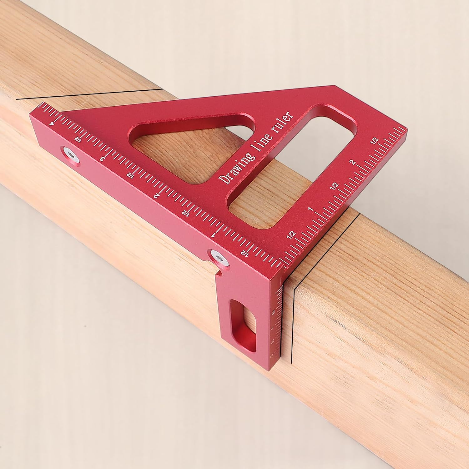 3D Multi-Angle Measuring Ruler, 45/90 Degree Aluminum Alloy Woodworking Square Protractor, Drawing Line Miter Triangle, High Precision Layout Tool for Engineer Carpenter