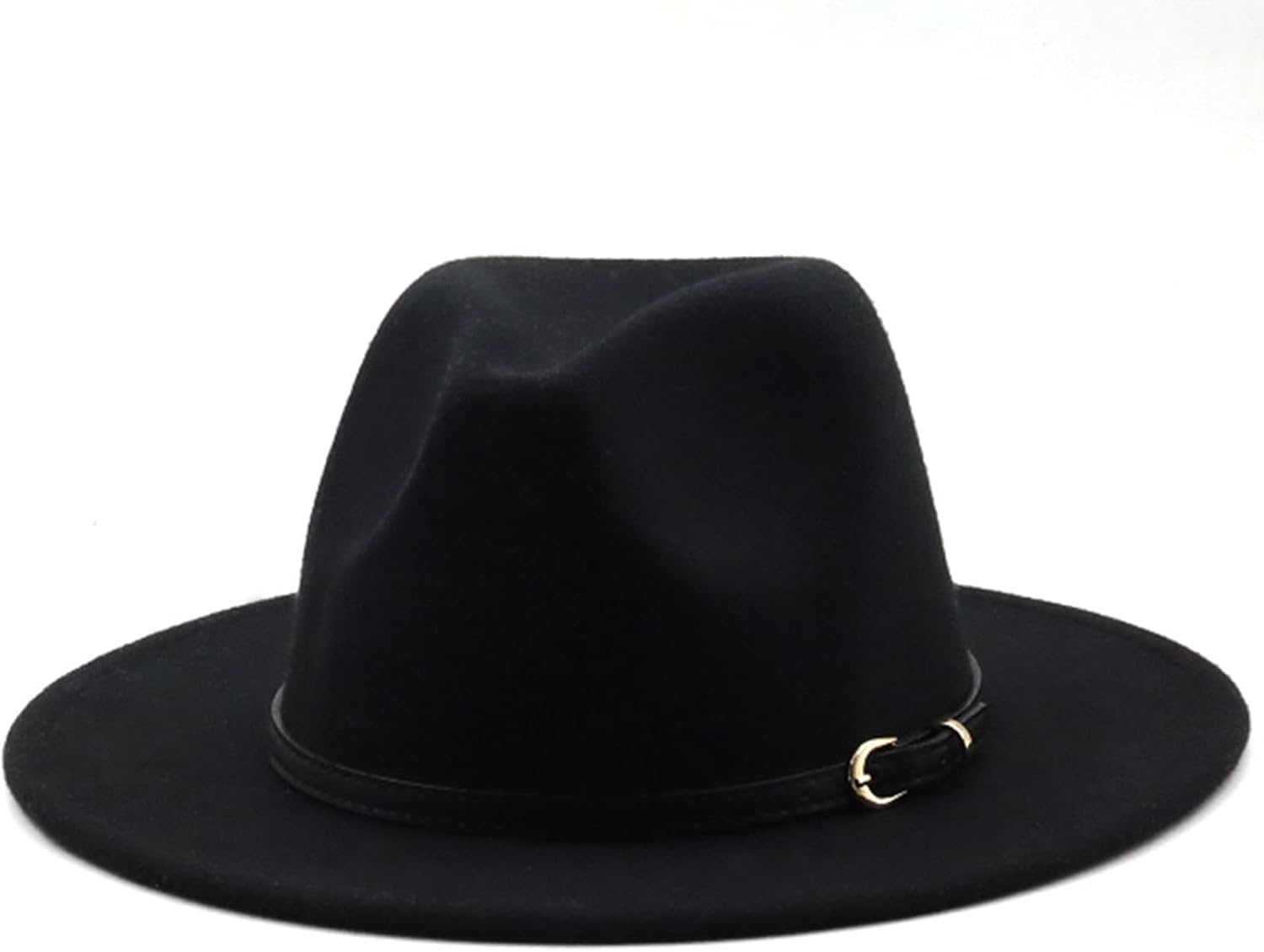 HEYANN Classic Wide Brim Fedora Hat Men Women Wool Felt Fedora Jazz Hat Retro Panama Fedora Hats Gentleman Jazz Cap with Belt Buckle for Beach Party