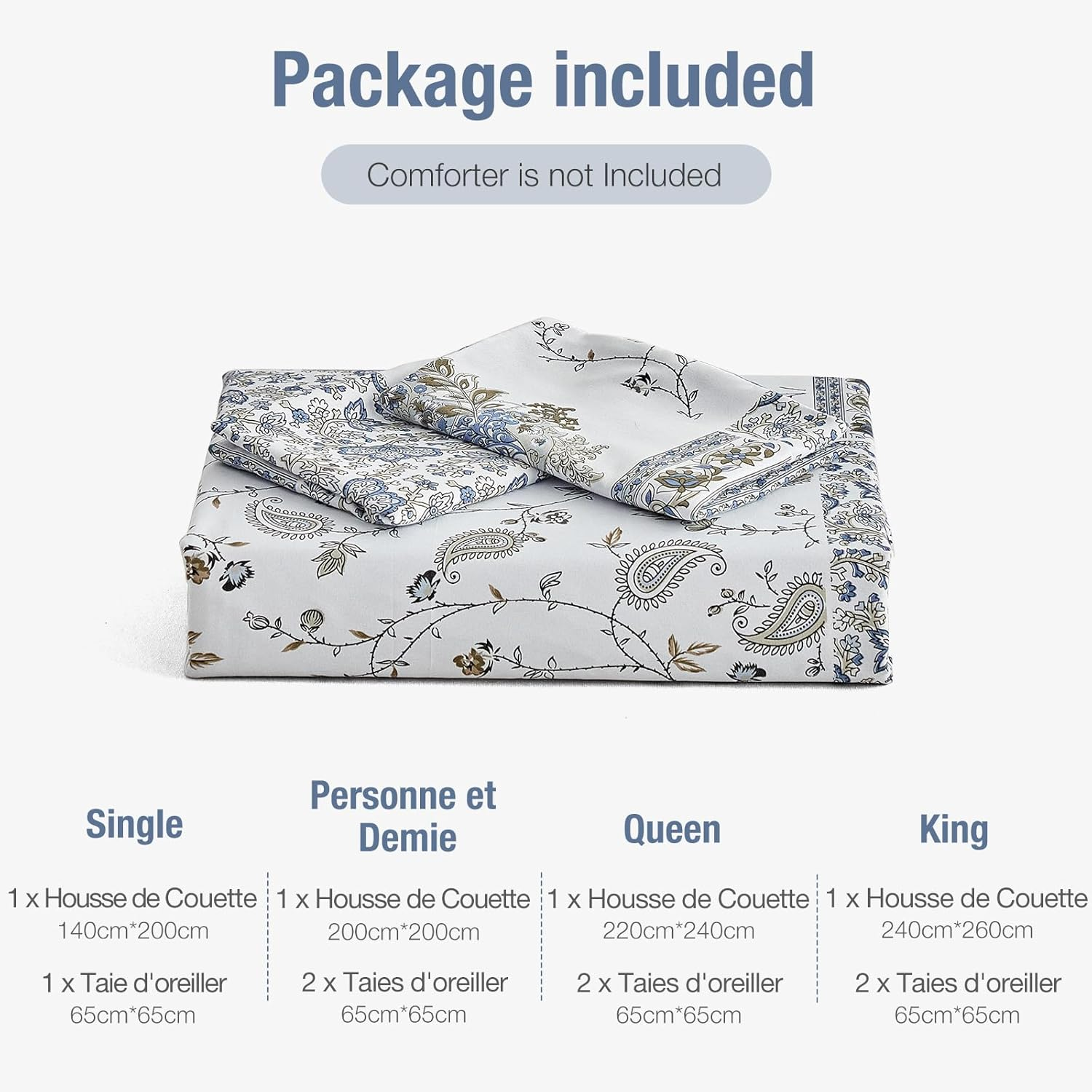 Tokokimo Duvet Cover 220 X 240 Cm with 2 Pillowcases 65 X 65 Cm - Bohemian Patchwork Floral Pattern - 100% Microfibre Bedding Set 220 X 240 Cm for Adults with Zips Blue image number 3