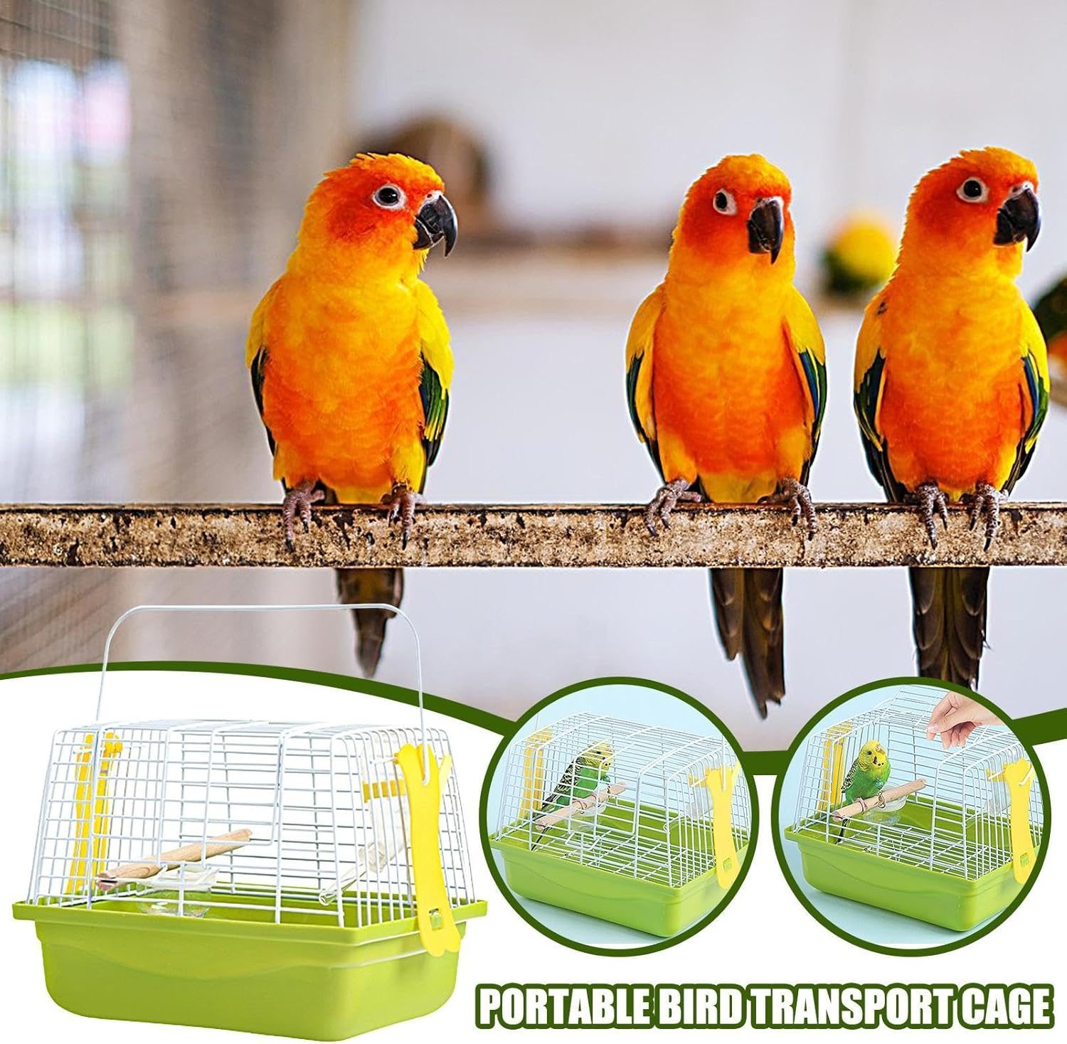 Portable Bird Cage - Bird Carrier Travel Cage, Bird Carrying Accessory | Breathable Parrot Handbag with Handle, Large Opening Small Animals Hamster Carrier Bag for Cockatiels Lovebirds Budgies image number 5