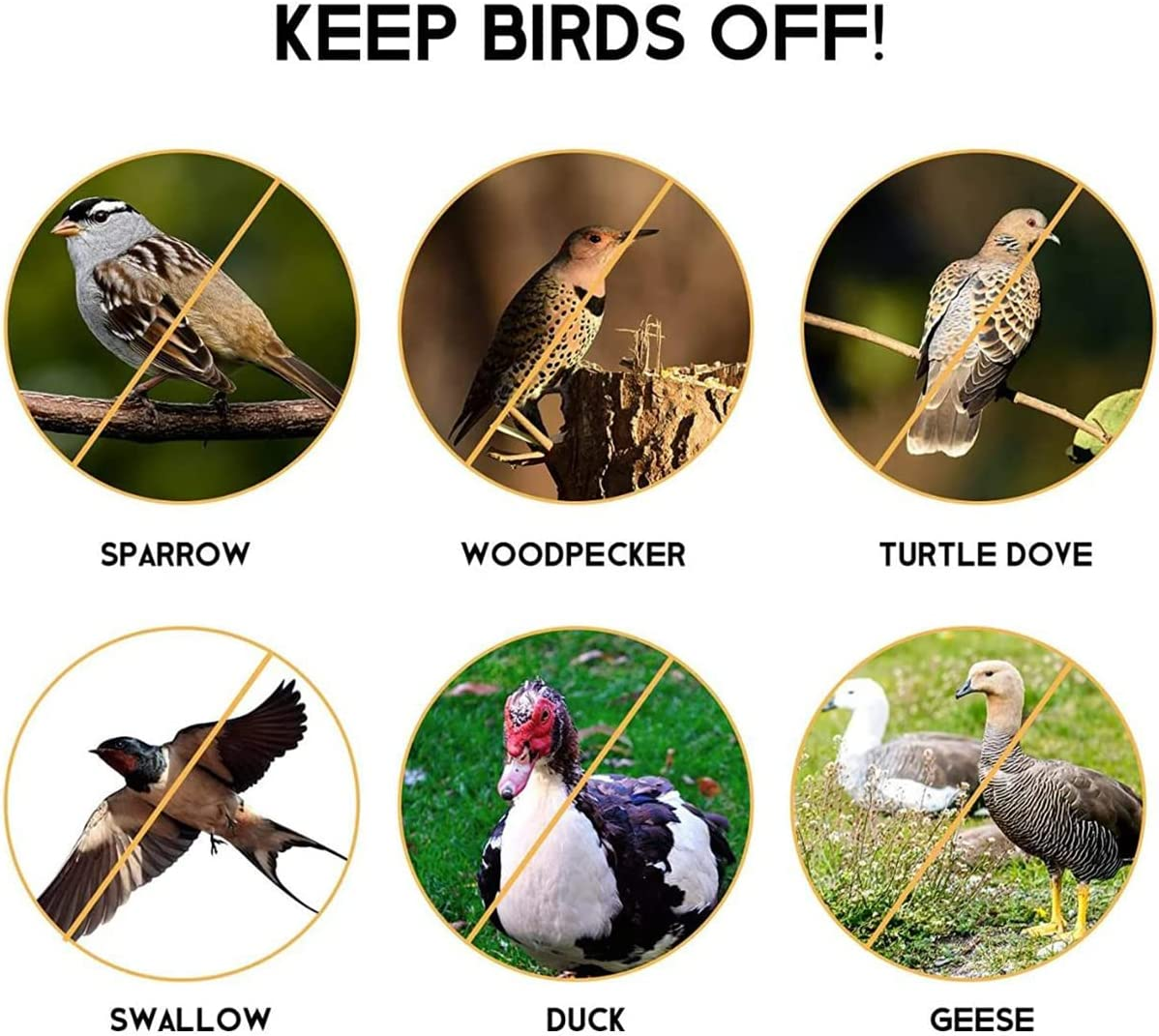 Folmywy Bird Scare Tape Double Sided Reflective Flashing Tape Ribbon Woodpecker Deterrent for House Deterrent Birds Pigeon Herons Away from Garden Farm Trees Orchard Crops image number 2