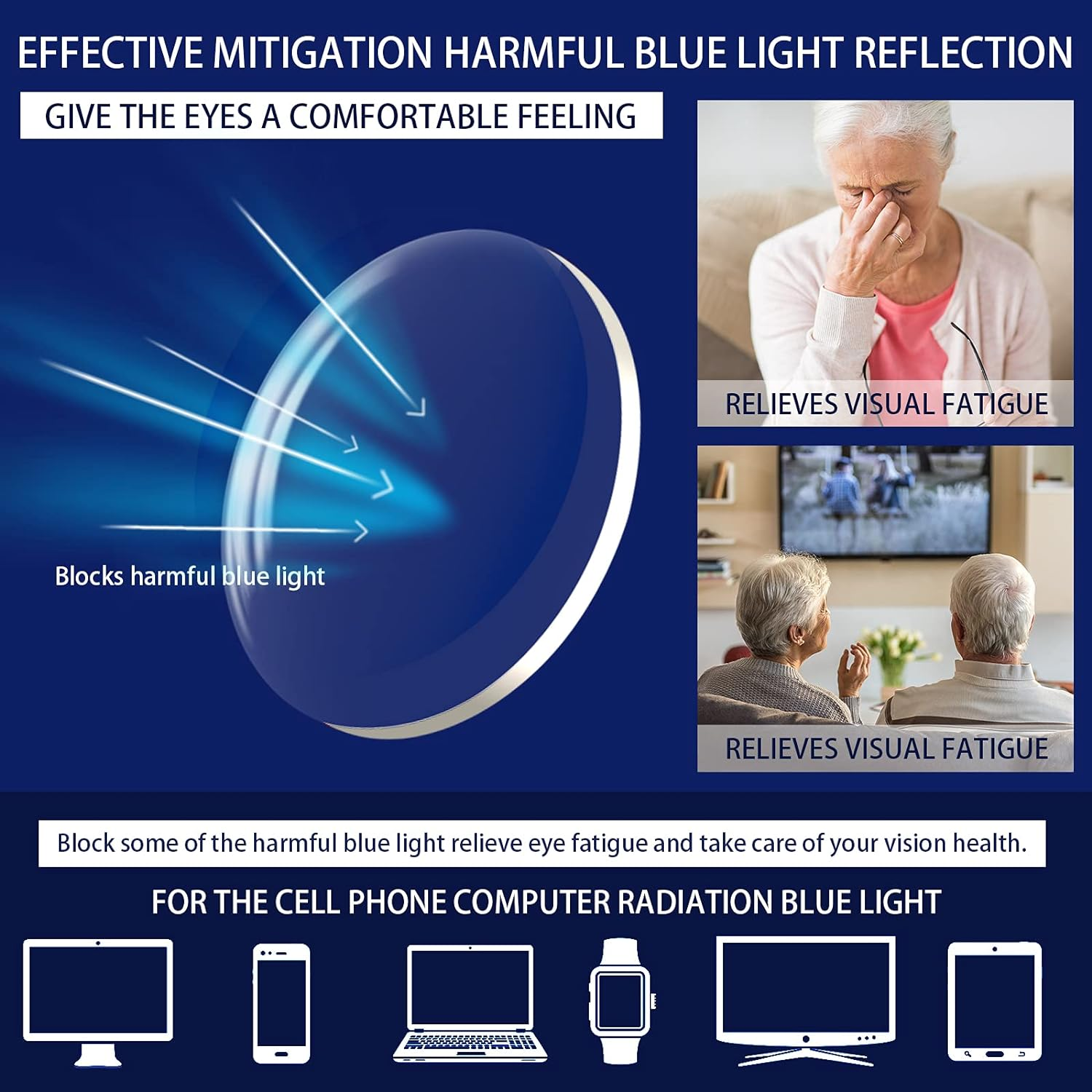 3 Pack Progressive Multifocus Reading Glasses Blue Light Blocking Men Women Spring Hinges Square Computer Readers - 2.0 X, 3 Pack Multicolor image number 7