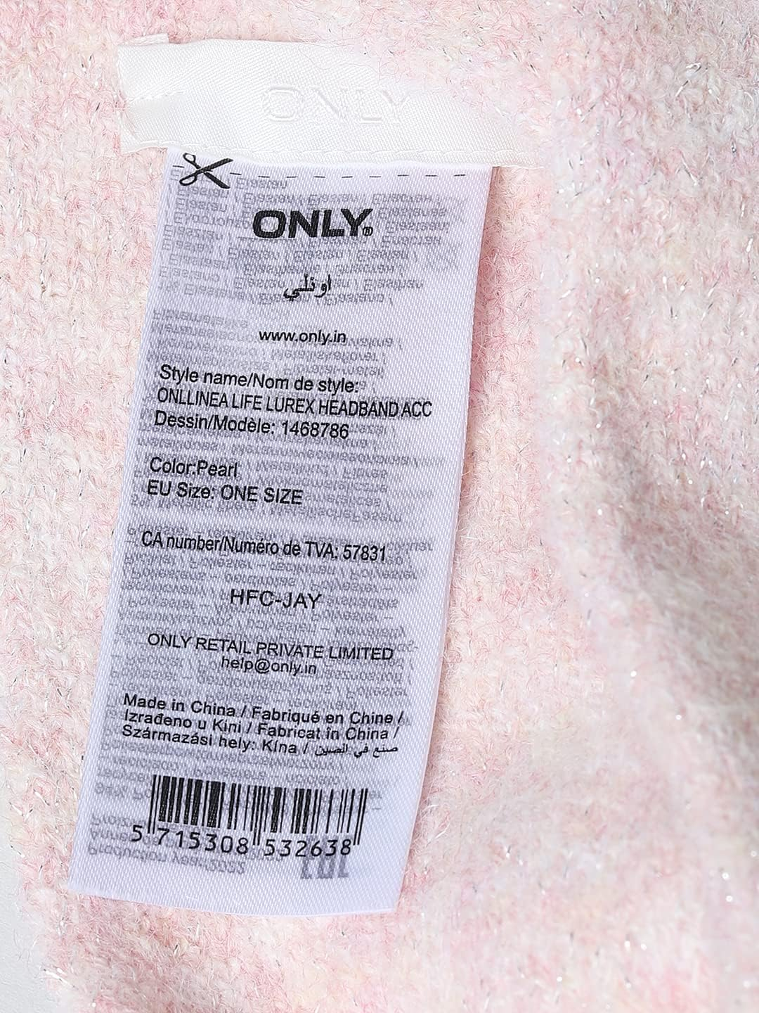 ONLY Women'S Onllinea Life Lurex Headband Acc Headband, Pearl, One Size - Pearl image number 3