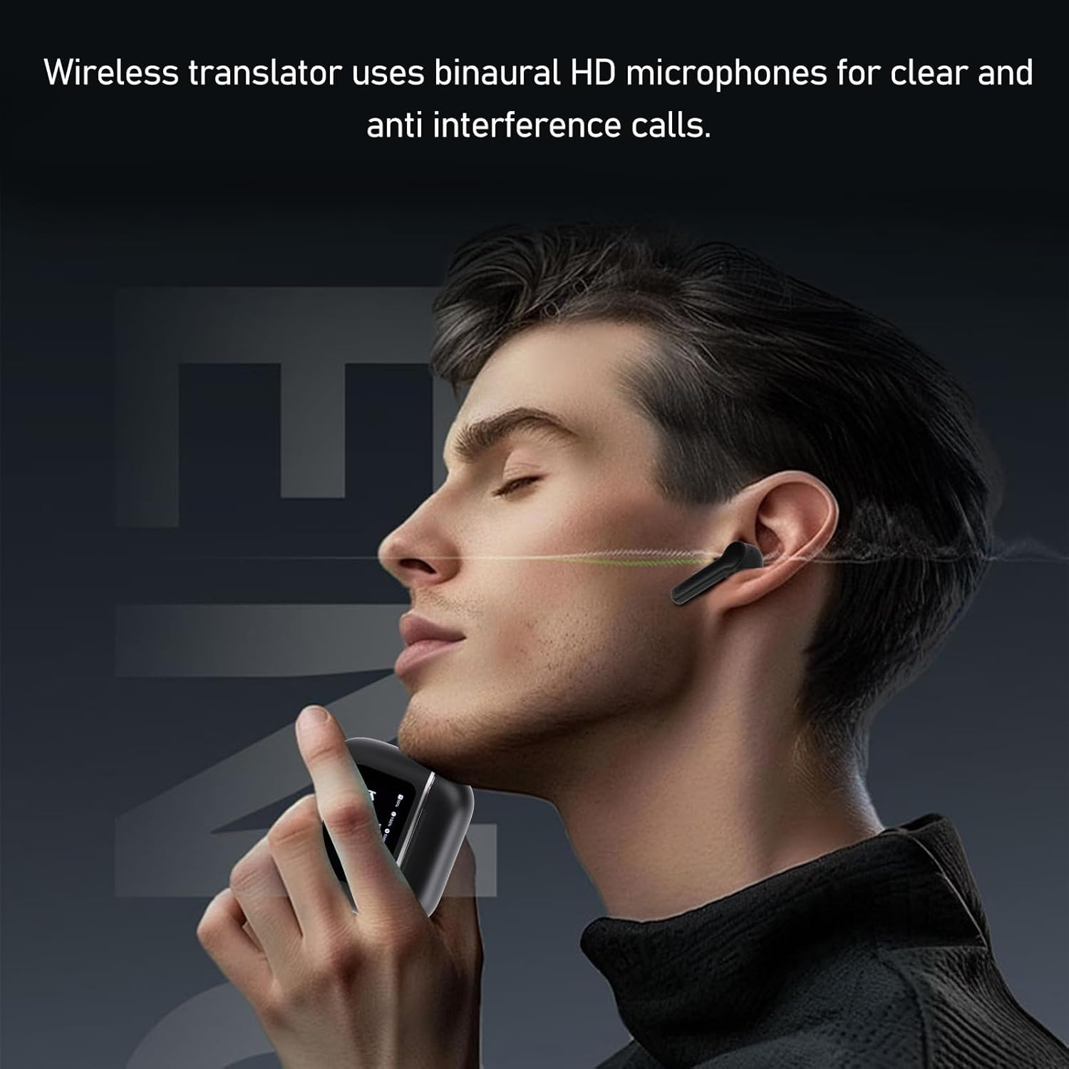 Bewinner Wireless Language Translator Earbuds with Bluetooth & IPX6 Water Resistant - 137 Languages Color Screen 3 Modes Travel Device (Black) image number 5