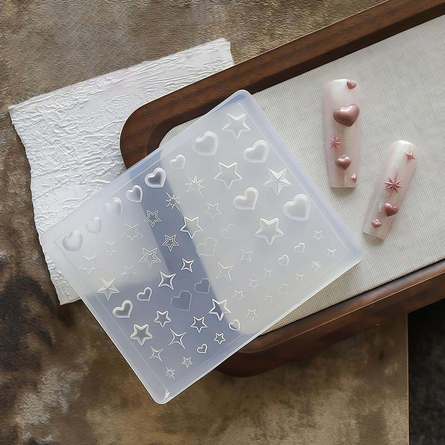 Nail Silicone Mold,Manicure Art Mould | Silicone Molds for 3D Stars Themed Accessories Jewelry Making Epoxy Resin Decoration for Salon and Home image number 1