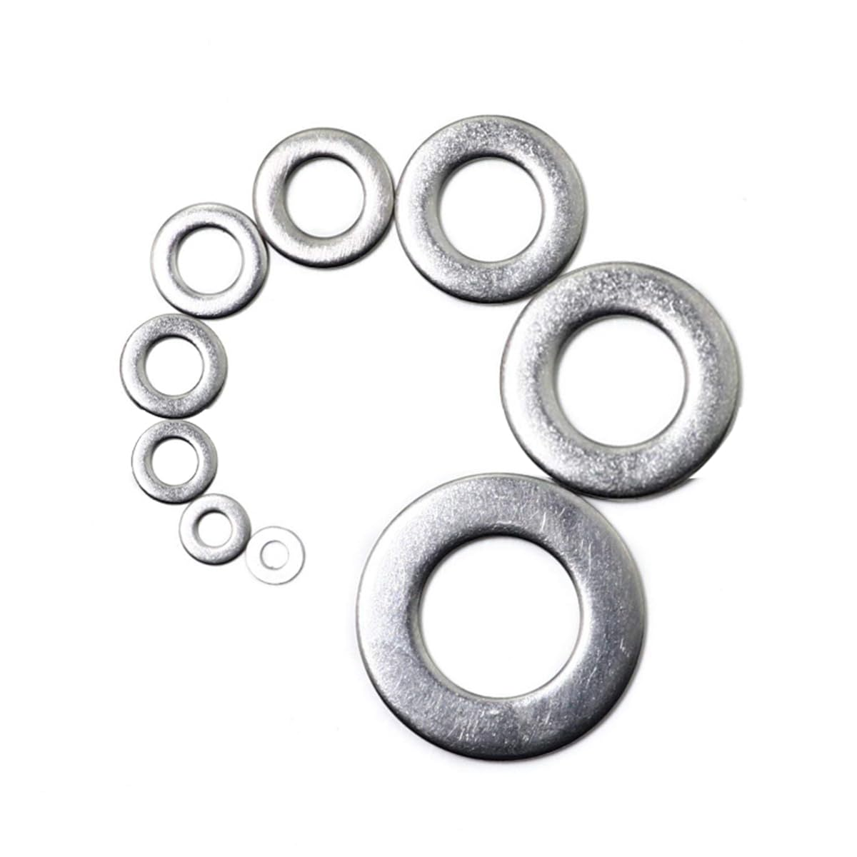 580 Pcs NUZAMAS Stainless Steel Flat Washers Set M2-M12 9 Sizes round Metal Screw Washer Kit with Storage Box for Home Decoration Factories Repair Kitchens