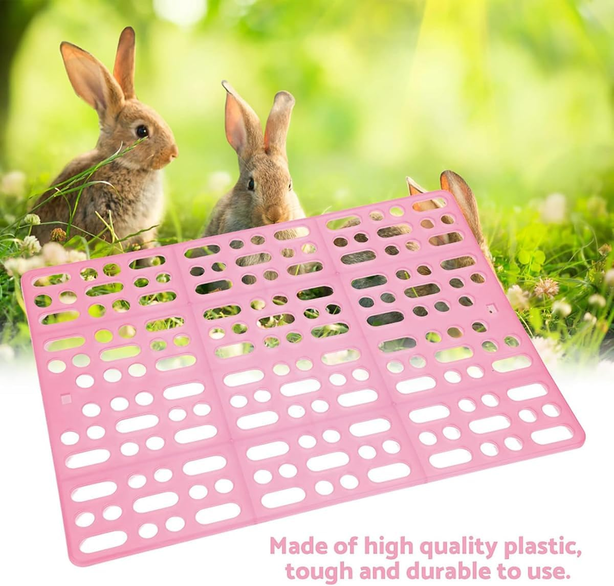AIMALL 2Pcs Large Plastic Mat for Pet Rabbits, Guinea Pigs, Chinchillas, and Hedgehogs, Durable and Comfortable Foot Mat - Pink-2Pcs image number 5