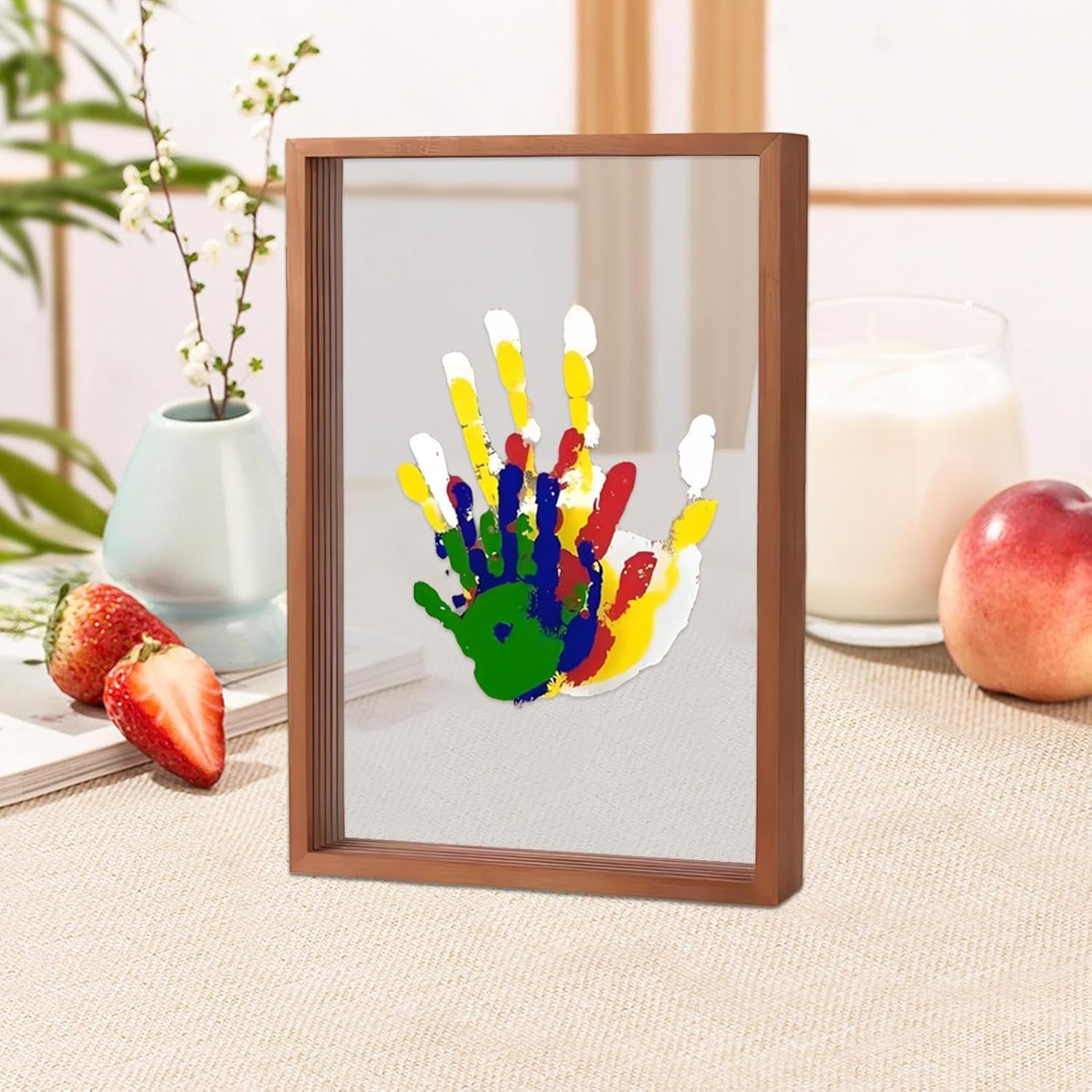 Family Handprint Kit, Family Keepsake Frame, Creative Wooden Frames, Multipurpose Paw Print Frame, Parent Child Interaction Handprint Set for Home Decoration image number 6