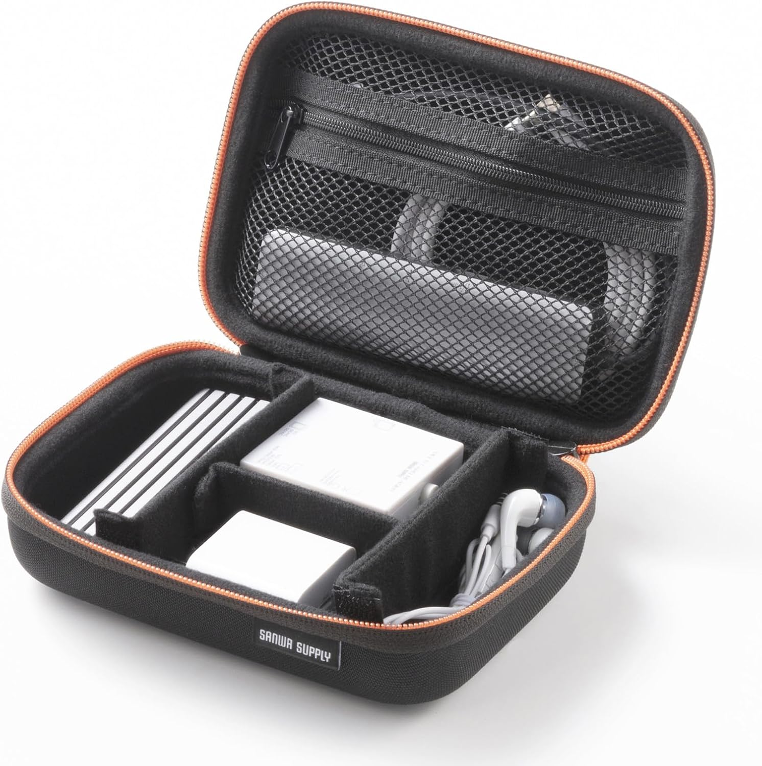 Sanwa Supply IN-HDAD3BK Semi-Hard Gadget Case (W X D X H): 6.9 X 4.7 X 2.2 Inches (175 X 120 X 55 Mm) image number 6