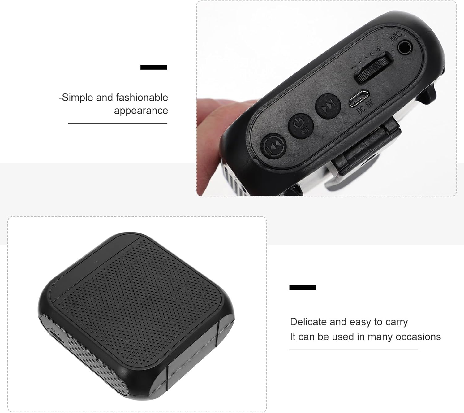 YOSADIER Wireless Portable Voice Amplifier with Microphone, Convenient Wireless Connection Sound Amplifier for Presentations and Teaching, Rechargeable Dc3.7V Compact Speaker for Travel And