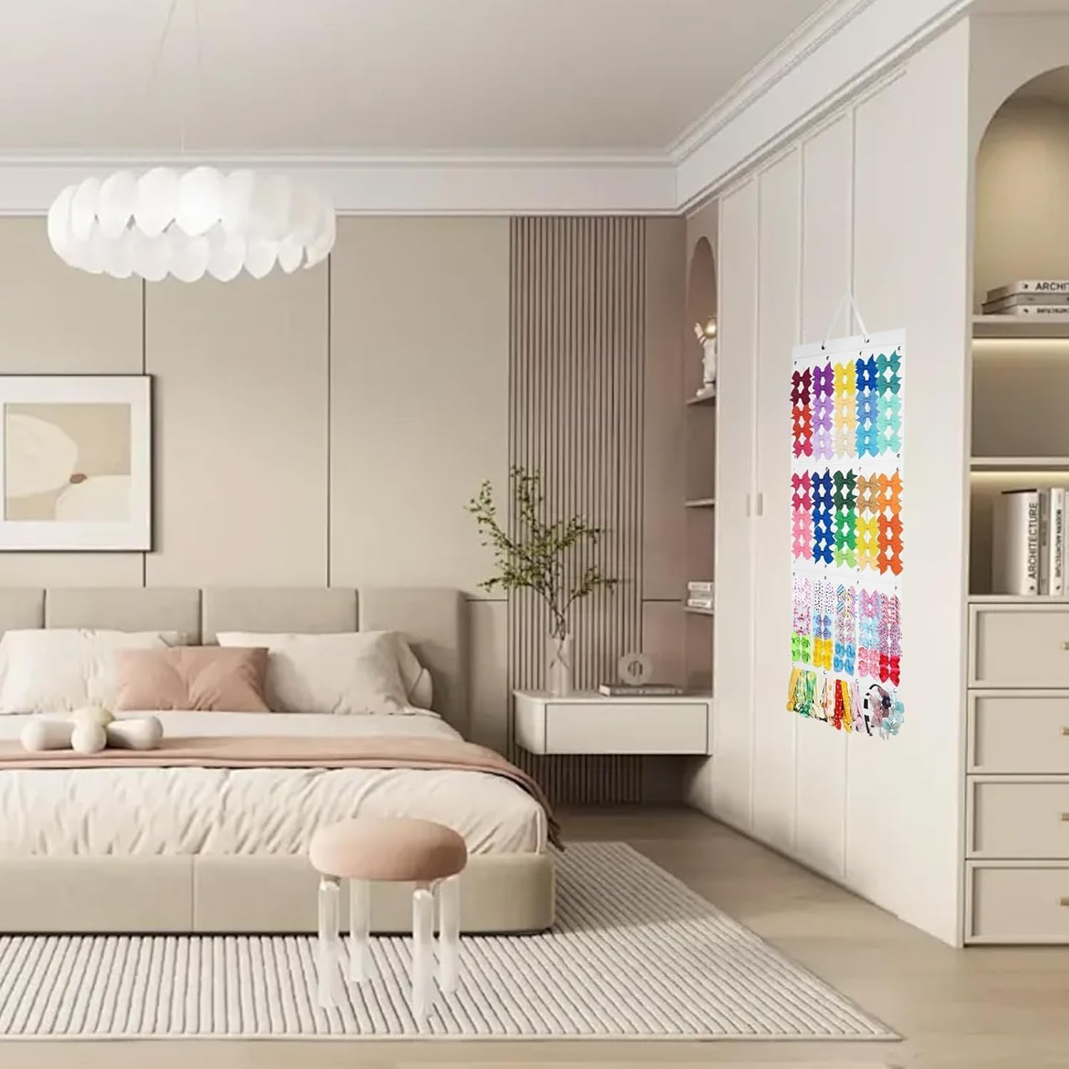 Eeekit Hanging Hair Bow Organizer Large Capacity Hair Clip Holder Hair Claw Storage for Girls Hair Accessories Display Stand for Wall Door Closet image number 2