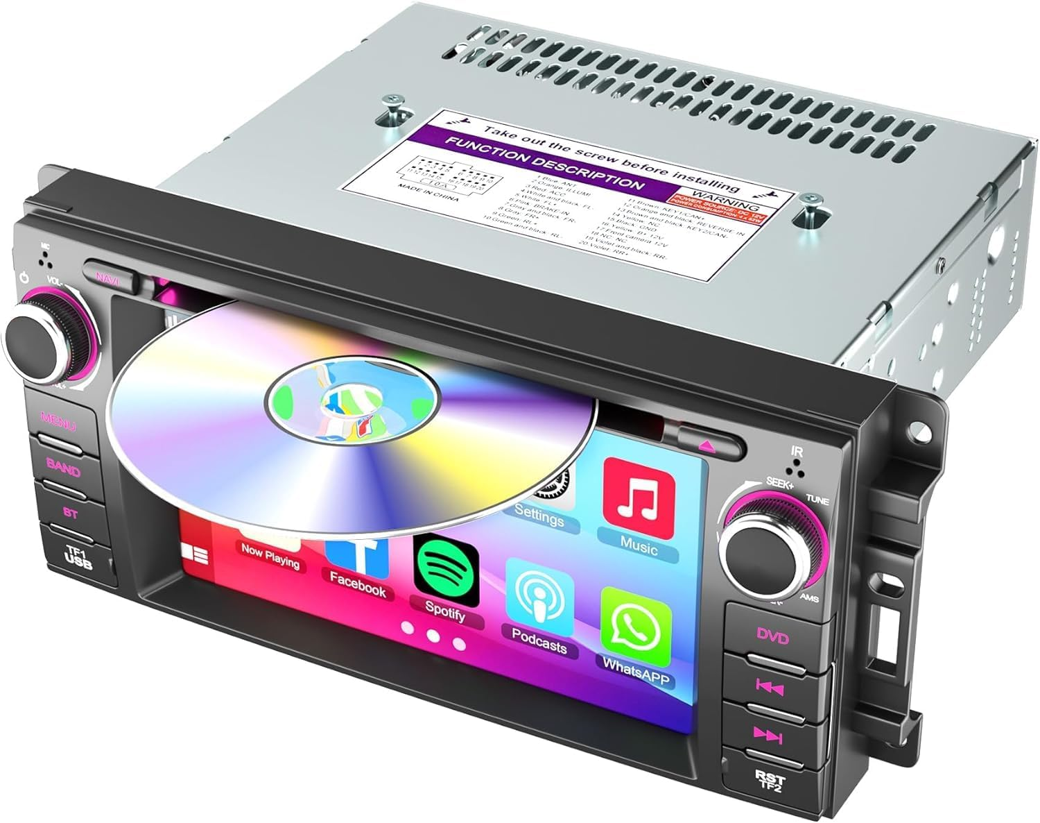 Car Radio Stereo with CD/DVD Player for Dodge RAM 1500 2500 3500 (2009-2012), for Jeep Wrangle/Unlimited (2007-2015),7 Inch Head Unit with Carplay & Android Auto,Bluetooth & GPS Navigation image number 4